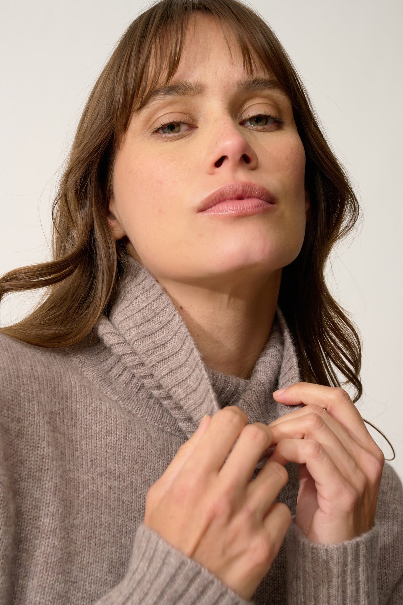 LUCIE pull col roulé caribou chiné