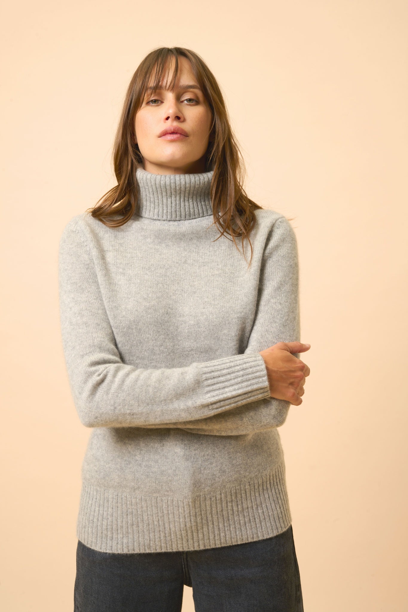 LUCIE pull col roulé nuage chiné