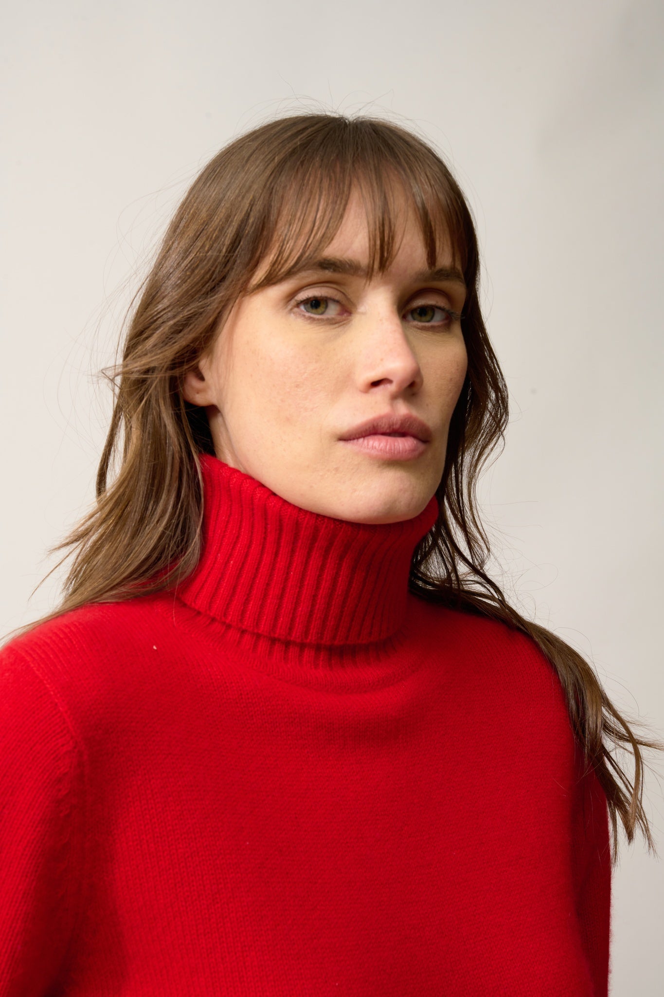 LUCIE pull col roulé rouge