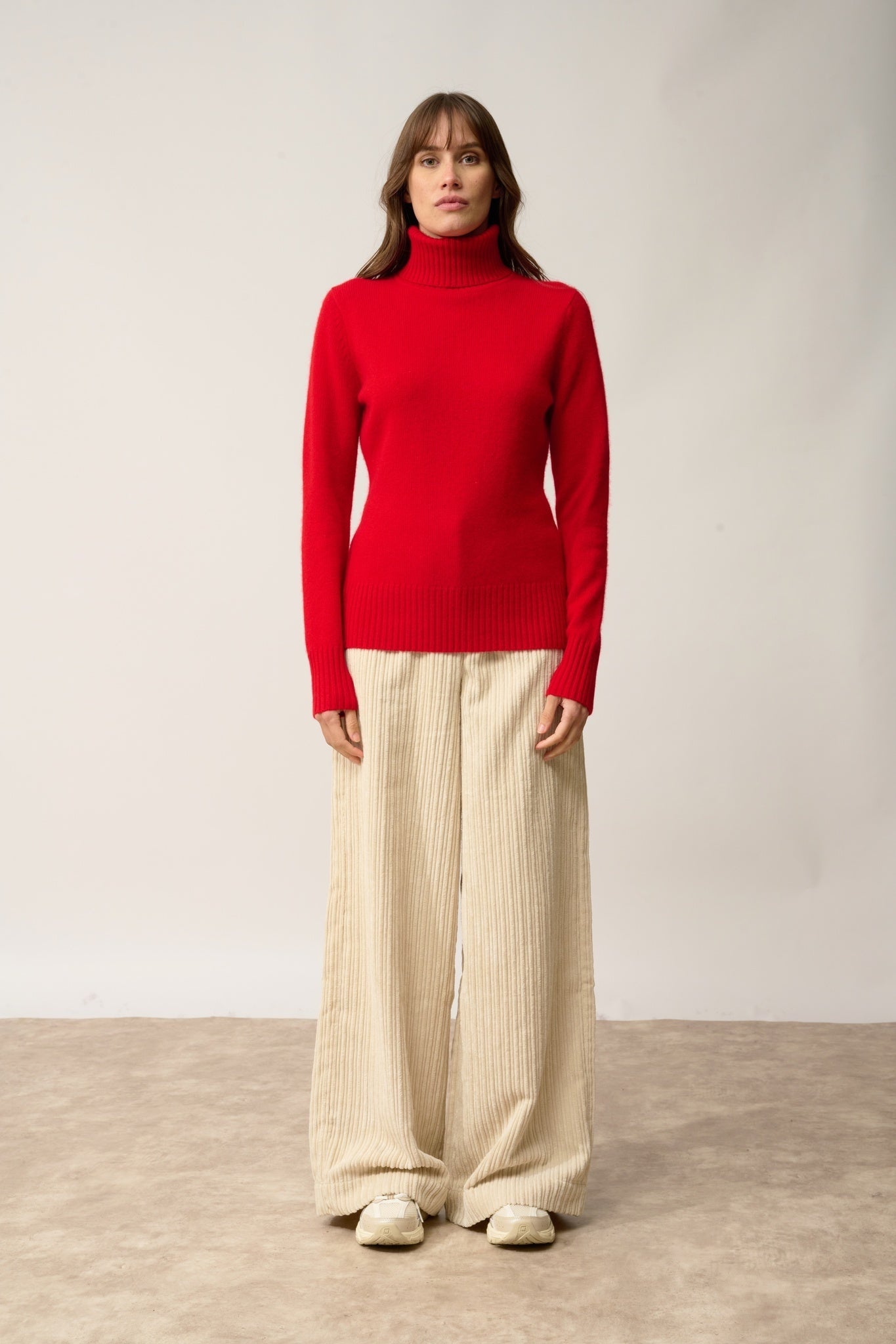 LUCIE pull col roulé rouge