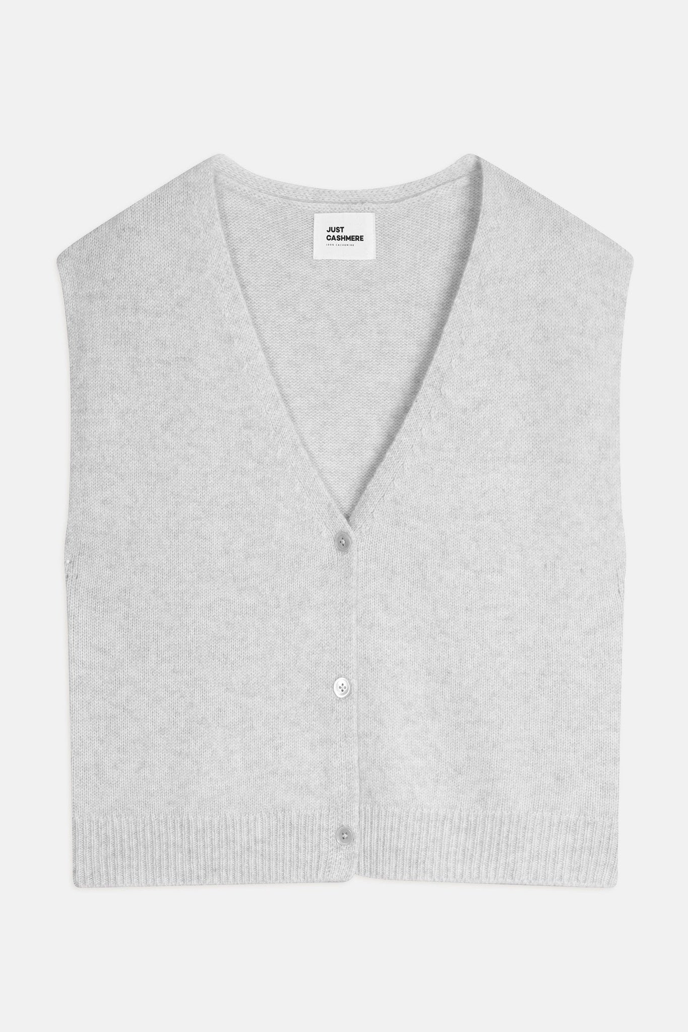 LUCINDA cardigan col v sans manches 6 fils gris perle chiné