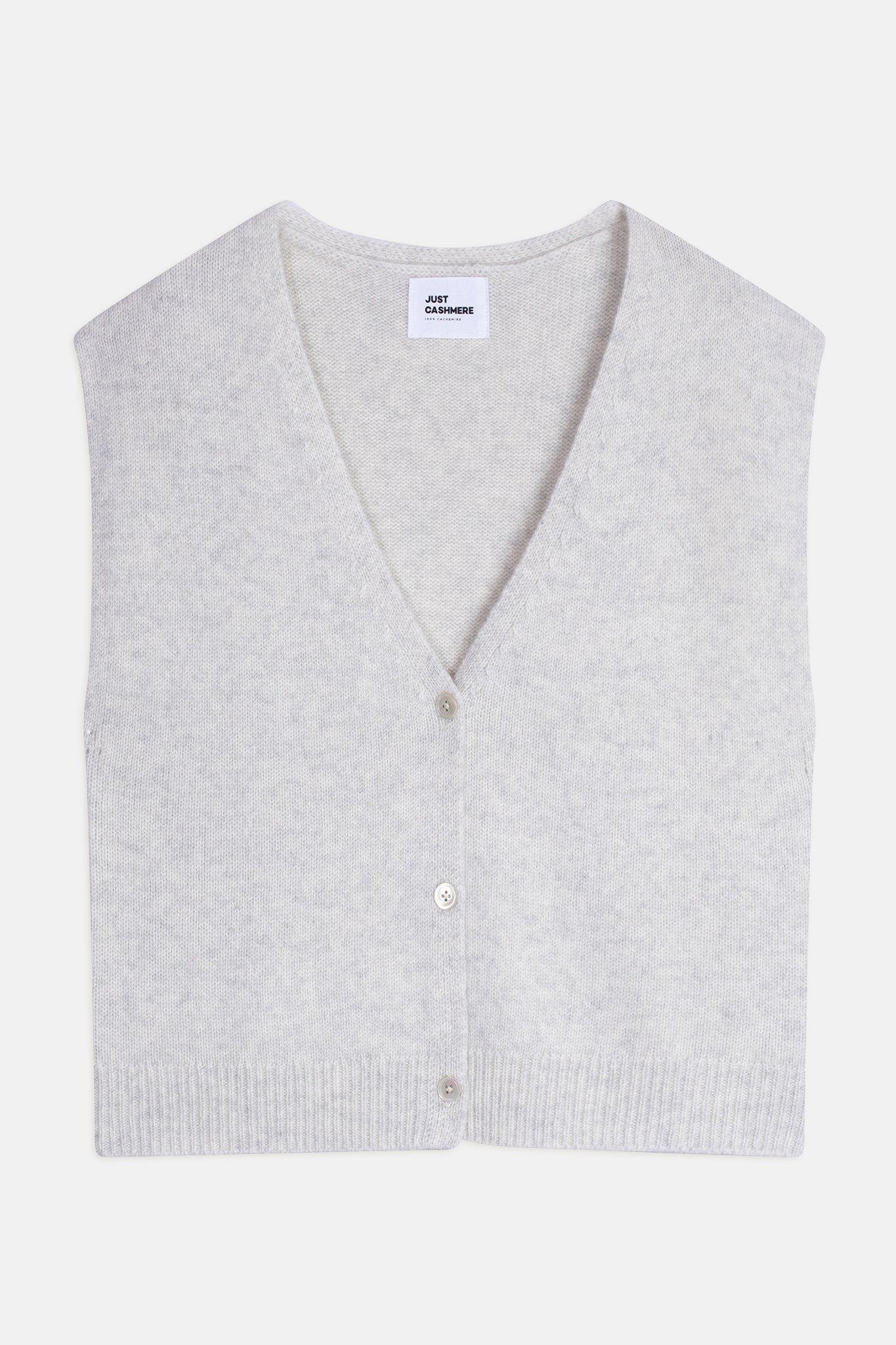 lucinda cardigan col v sans manches 6 fils gris perle chiné