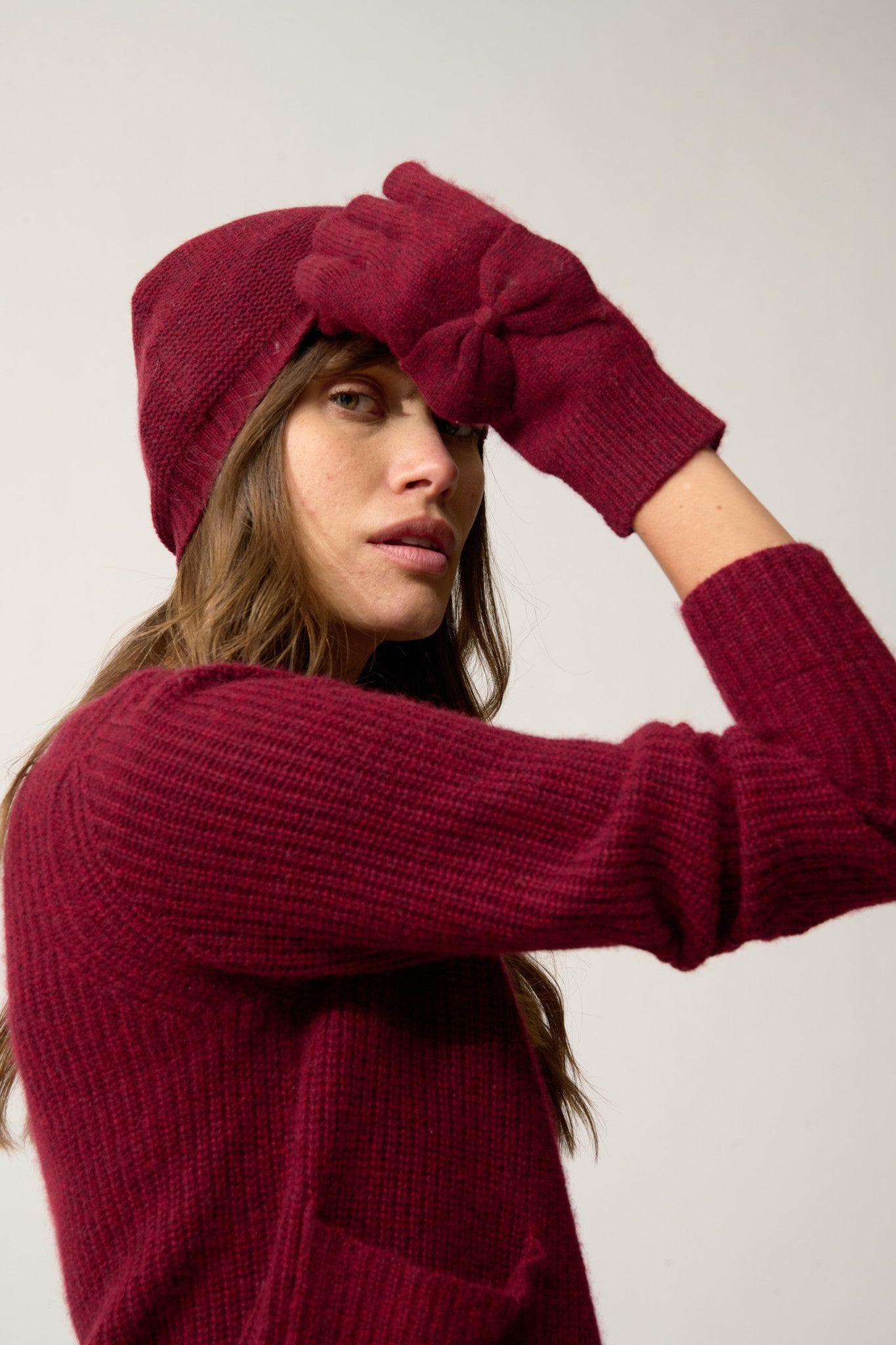 lucy gants 4 fils cranberry chiné 100% cachemire