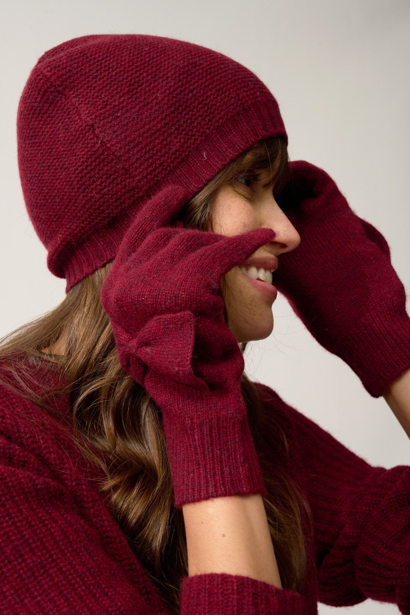 lucy gants 4 fils cranberry chiné 100% cachemire