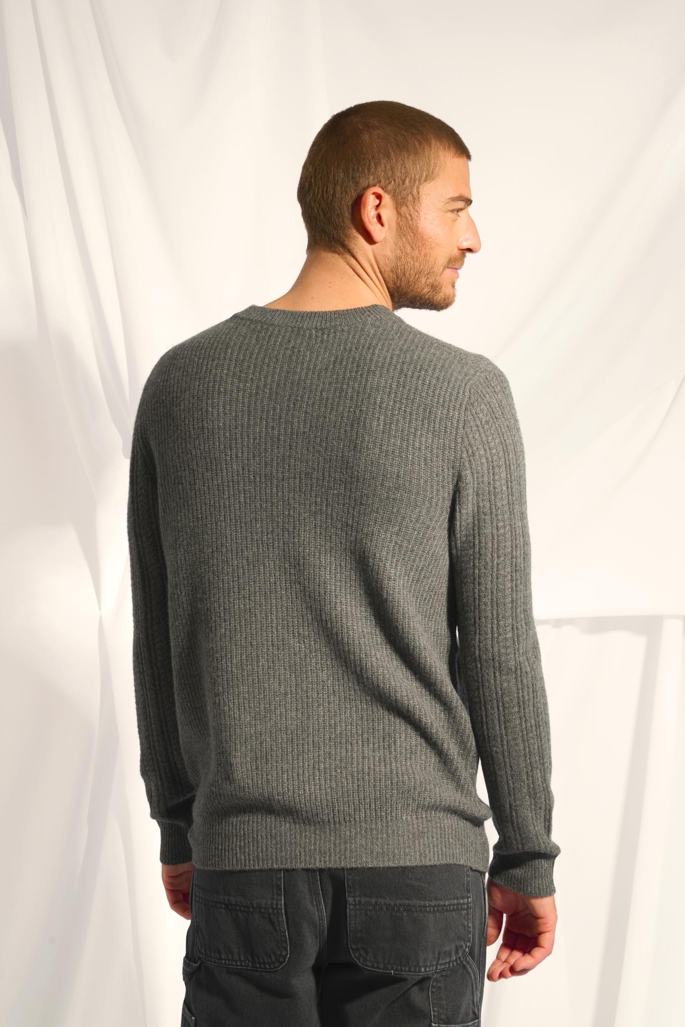 LUKKA round-neck sweater anthracite mottled