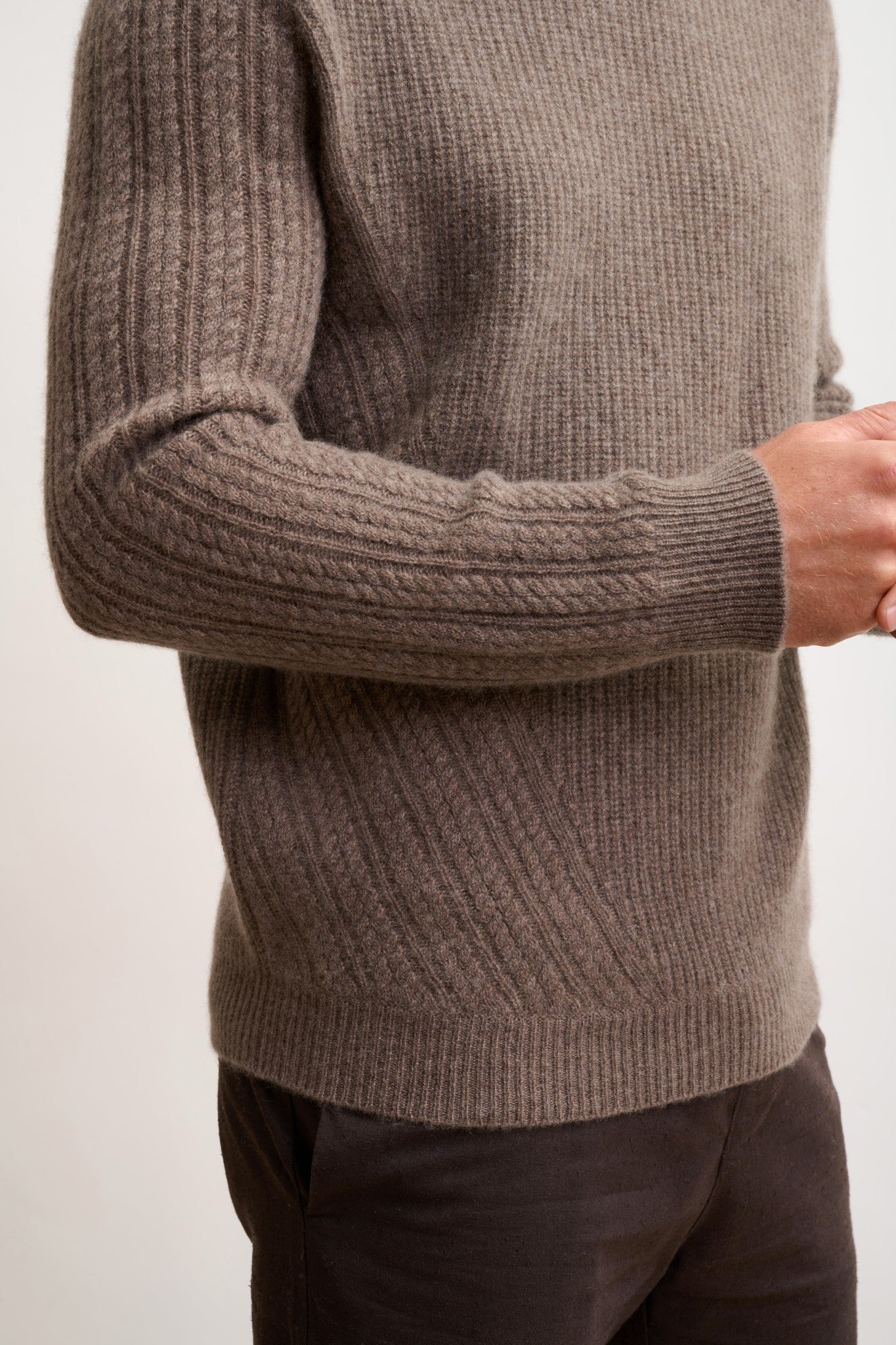 lukka pull col rond taupe chiné