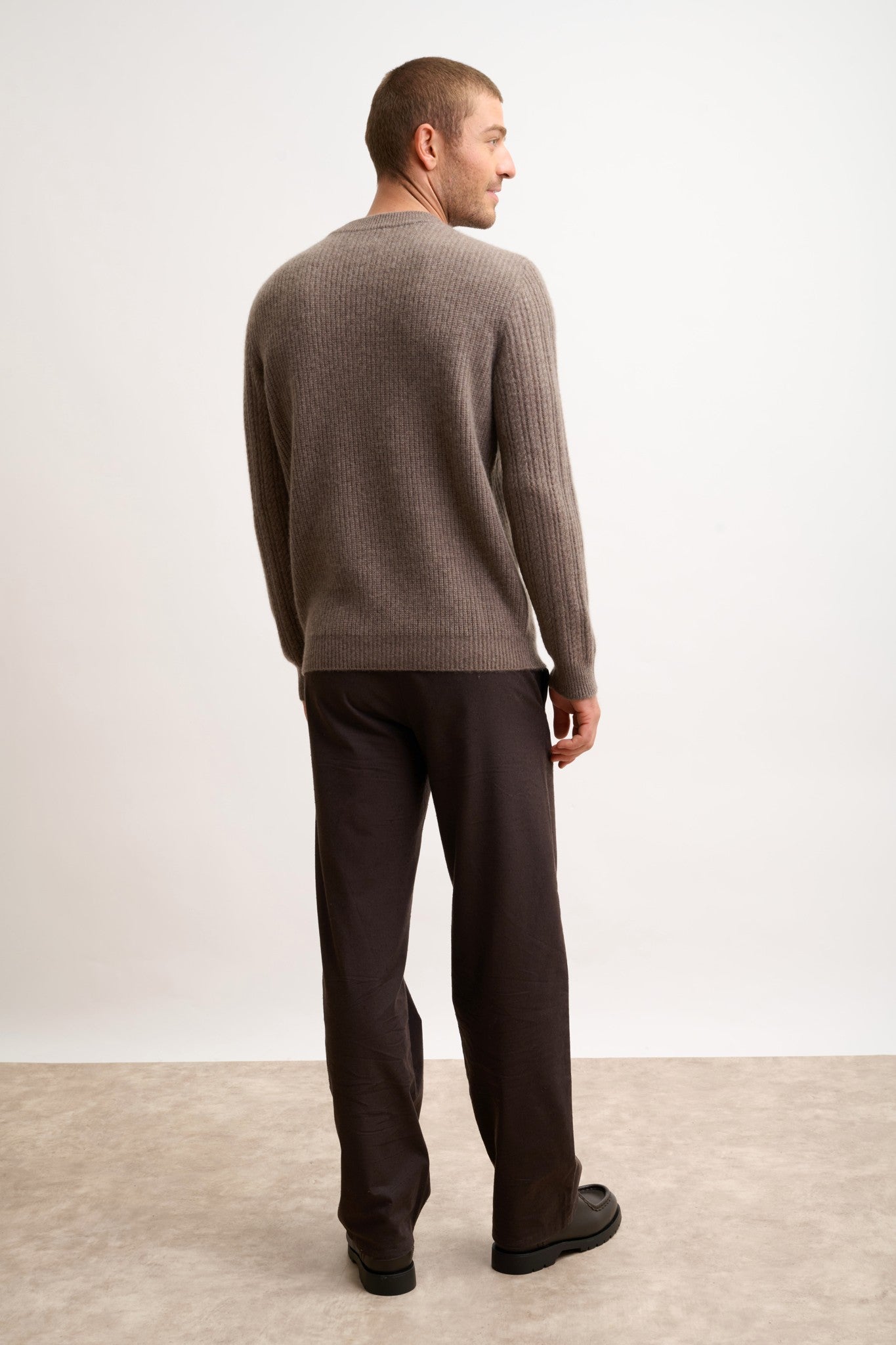 lukka pull col rond taupe chiné