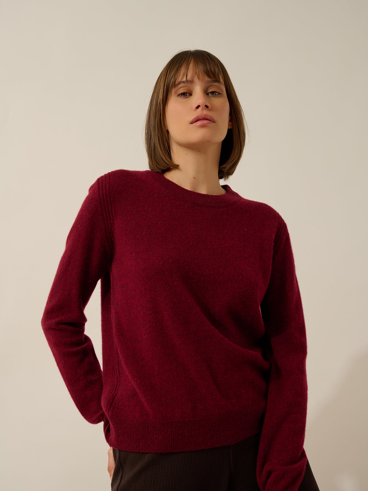 LUNERA pull col rond cranberry chiné