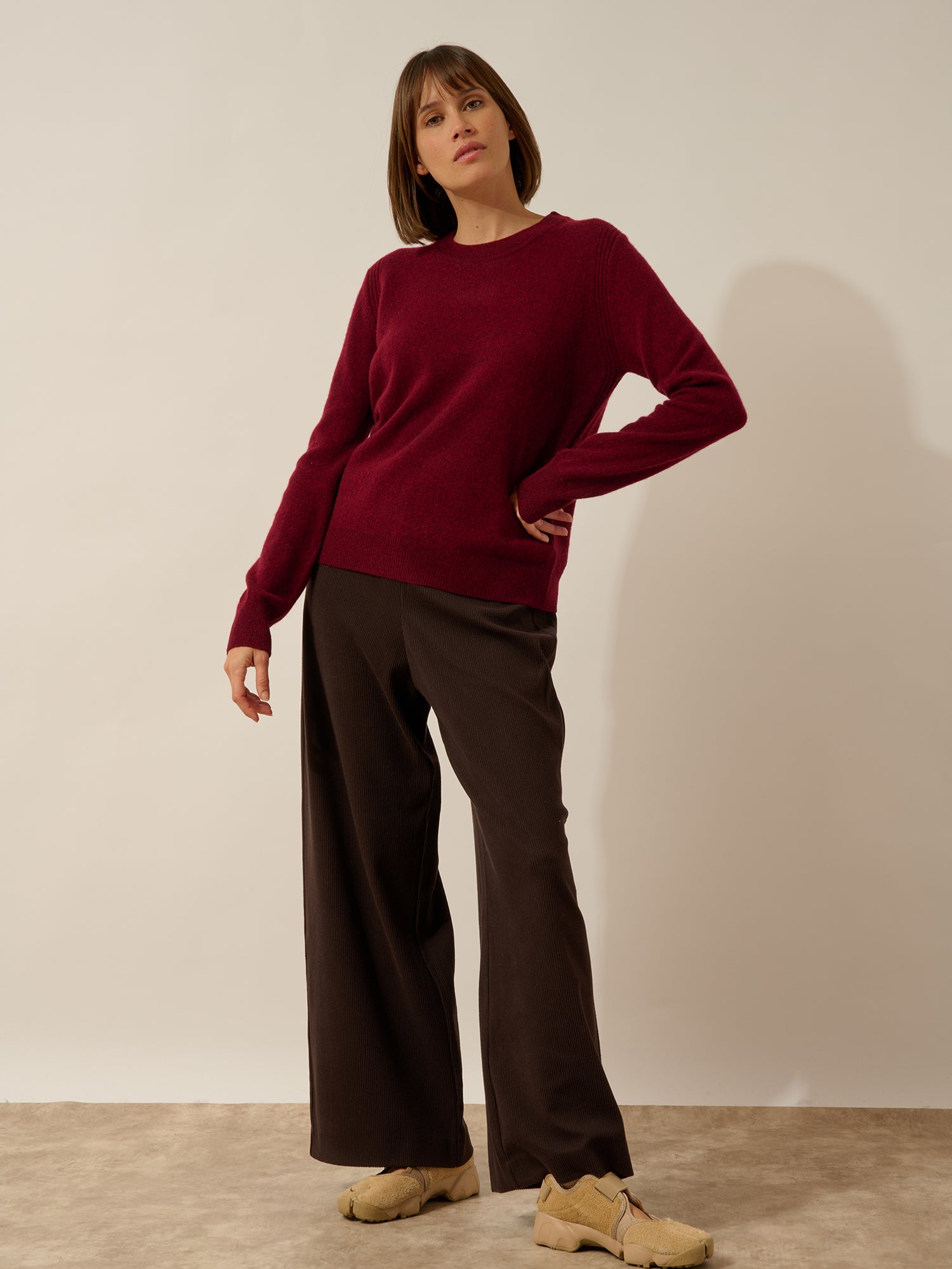 LUNERA pull col rond cranberry chiné