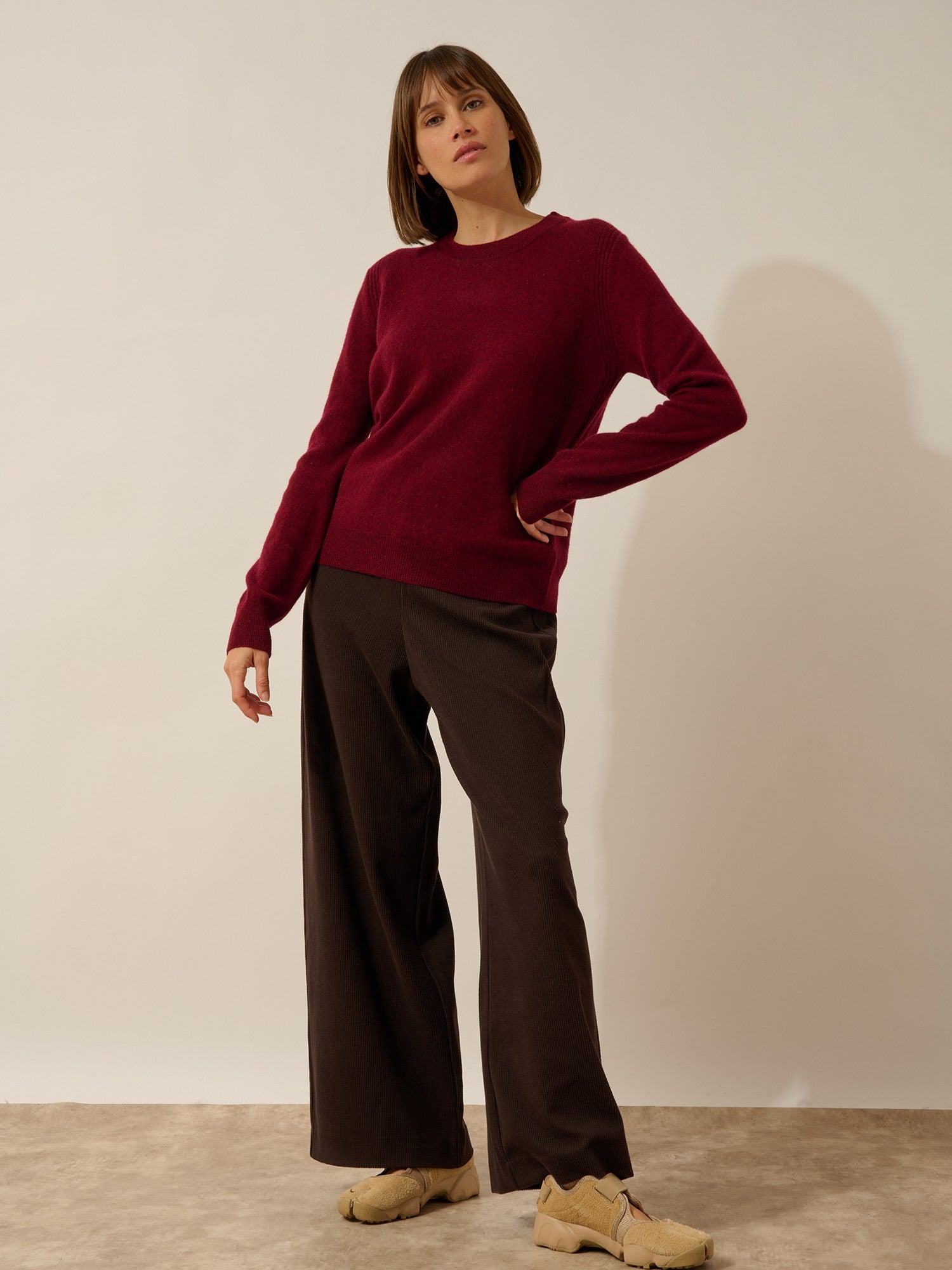 Lunera round neck sweater in cranberry heather
