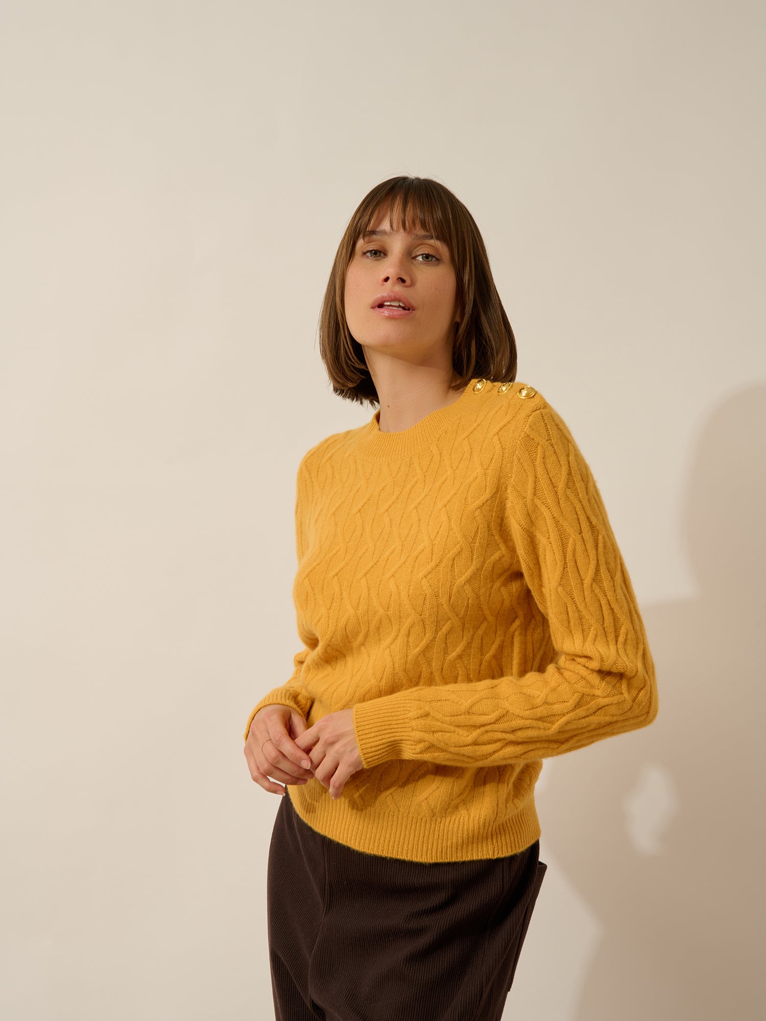 LYND pull col rond curcuma