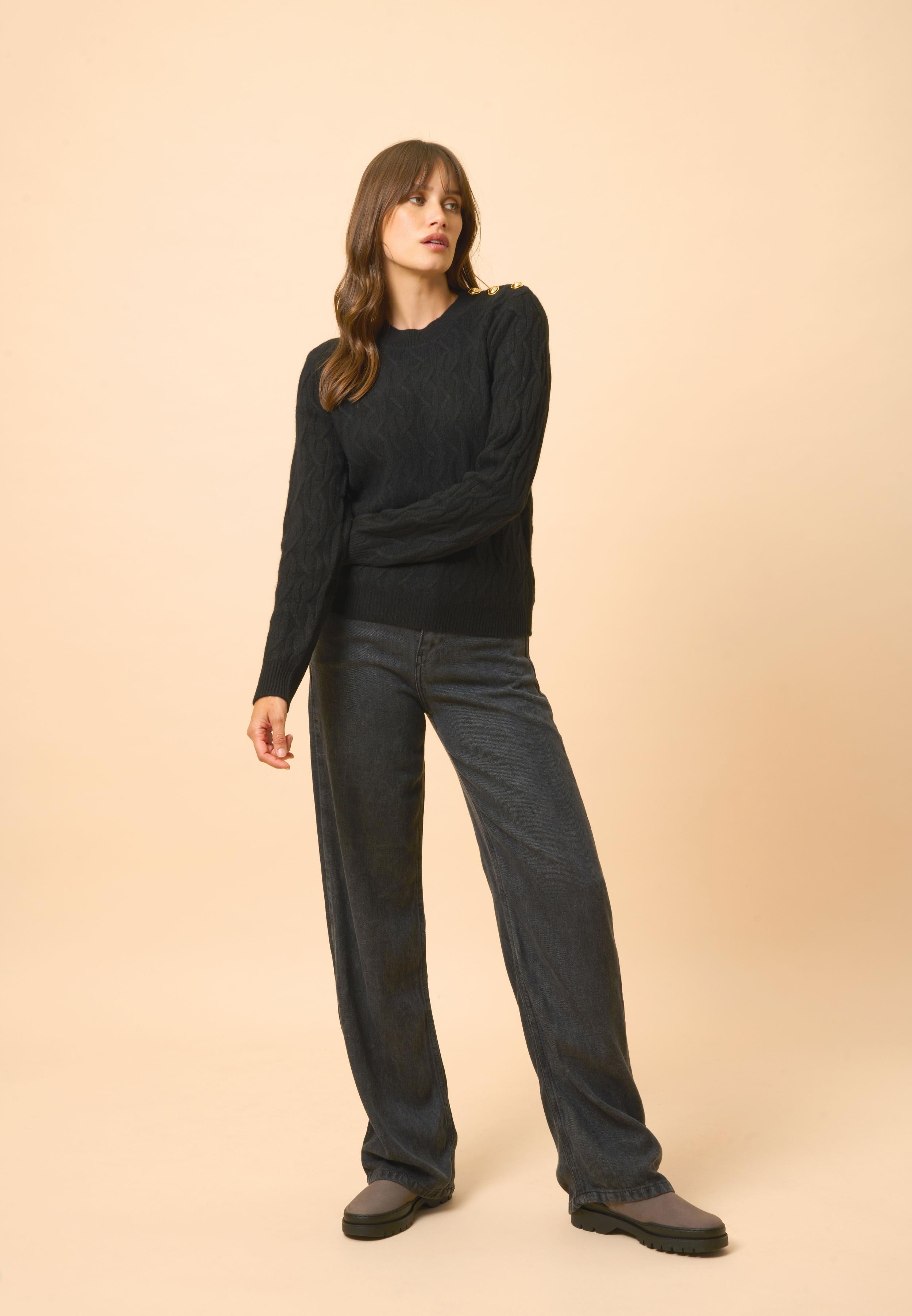 LYND pull col rond noir