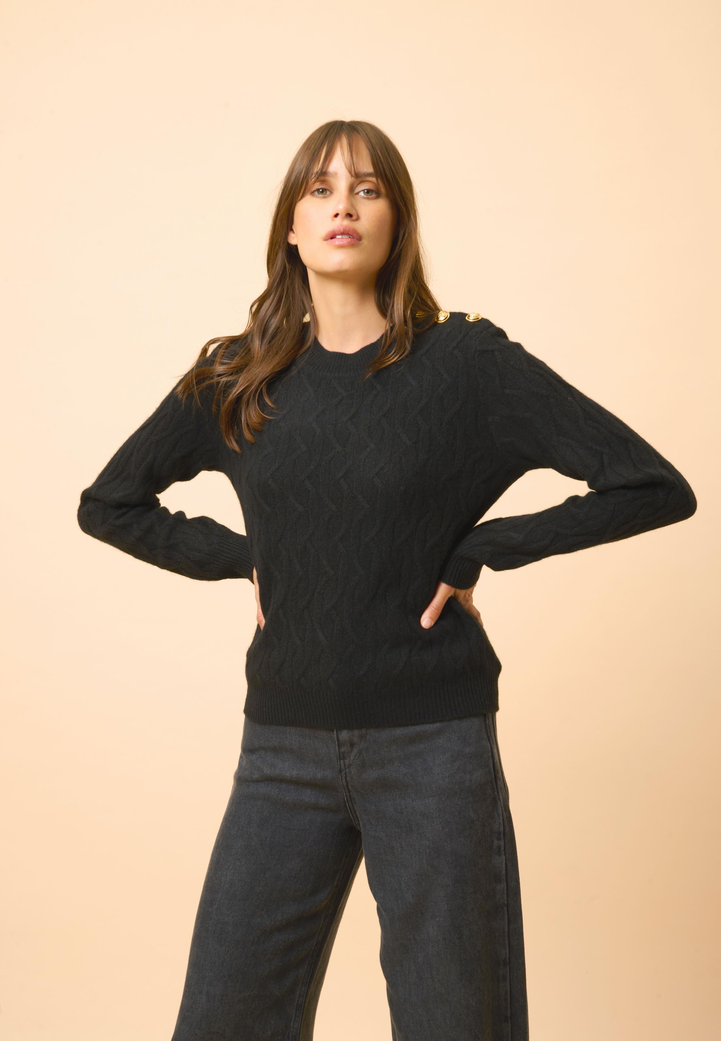 LYND pull col rond noir