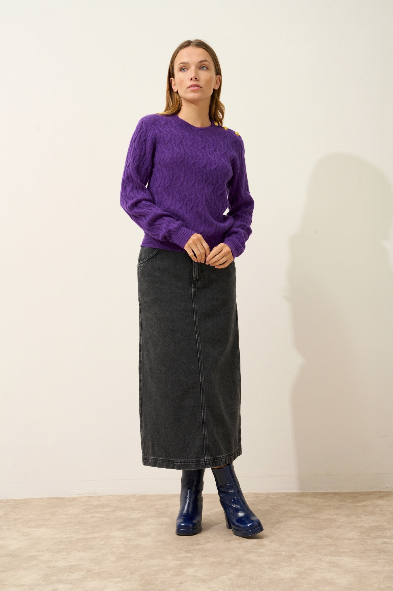 LYND pull col rond violette