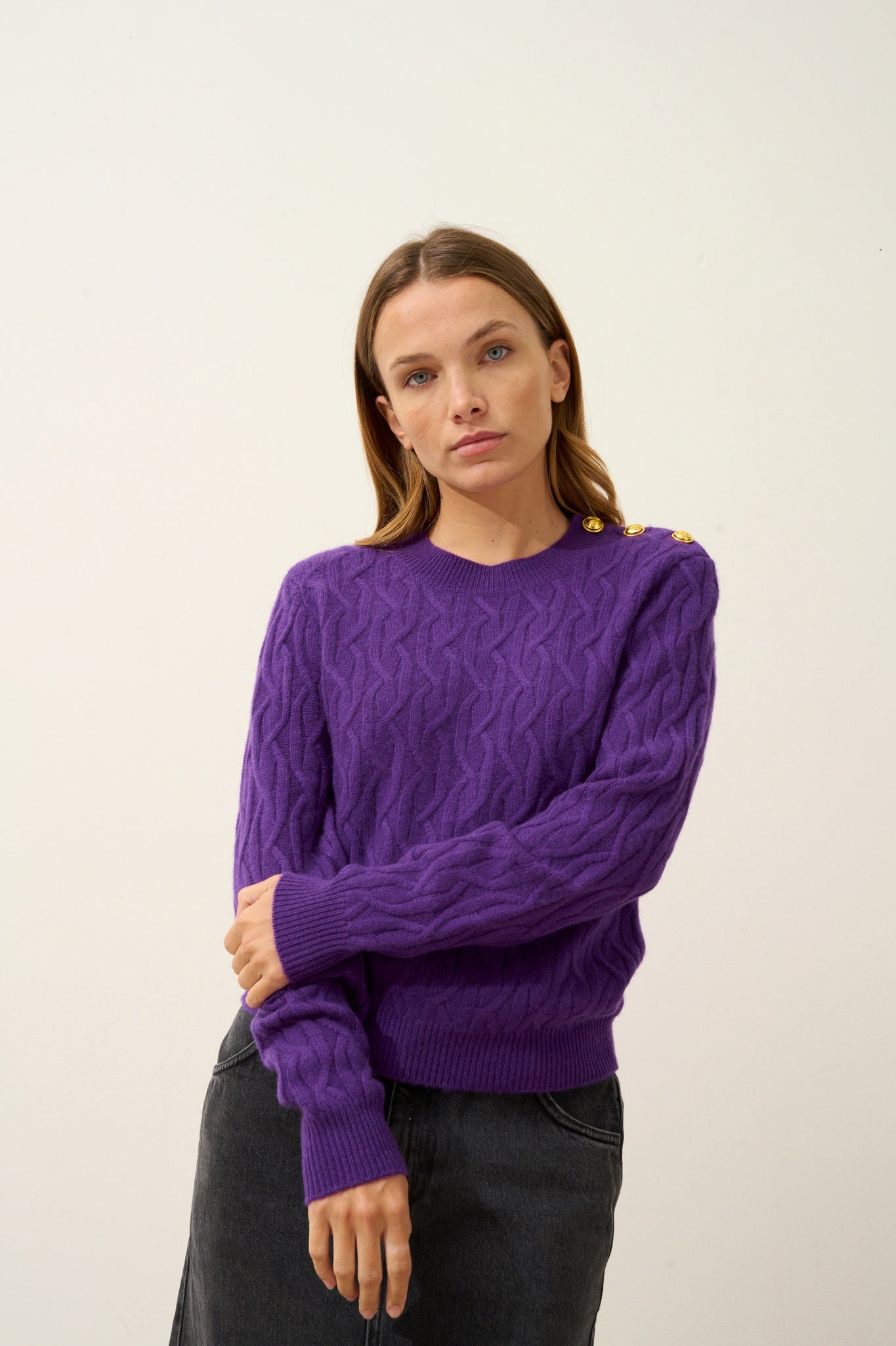 LYND purple crew neck sweater