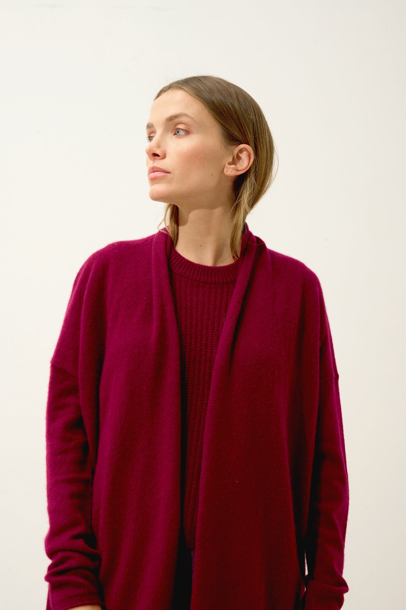 MADDIE gilet col châle bordeaux