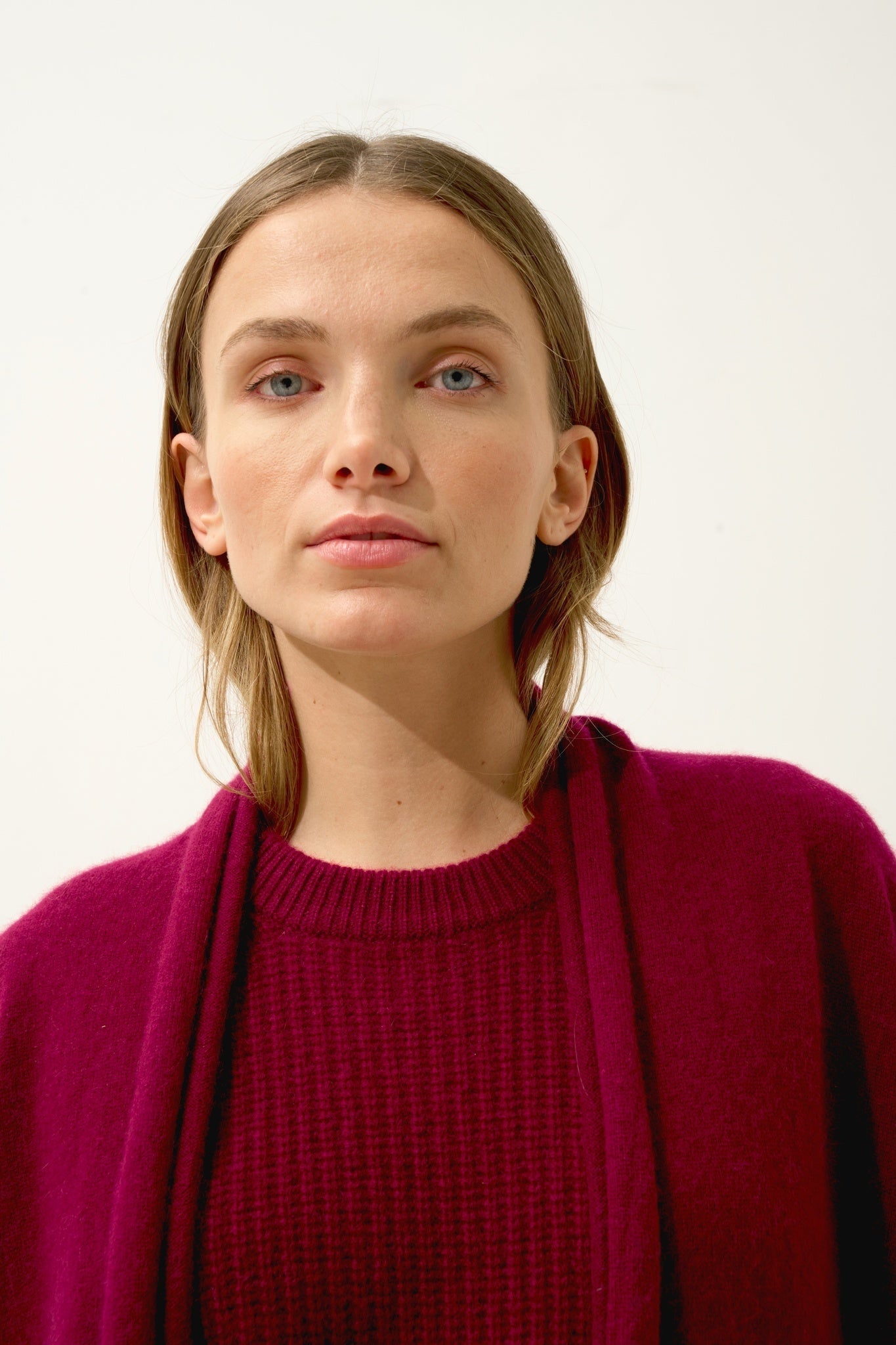 MADDIE burgundy shawl-collar cardigan