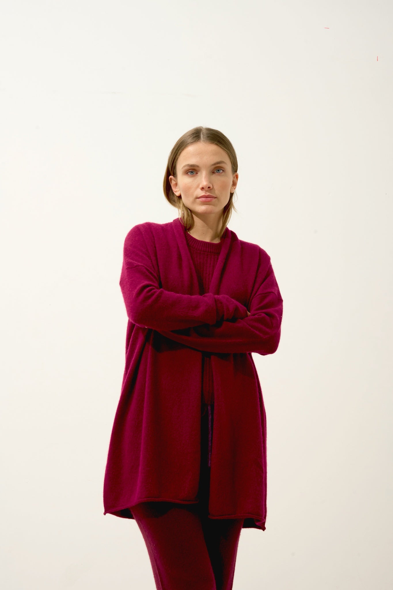 MADDIE gilet col châle bordeaux