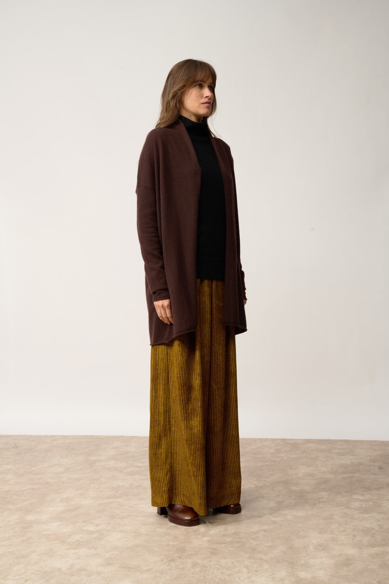 MADDIE gilet col châle choco