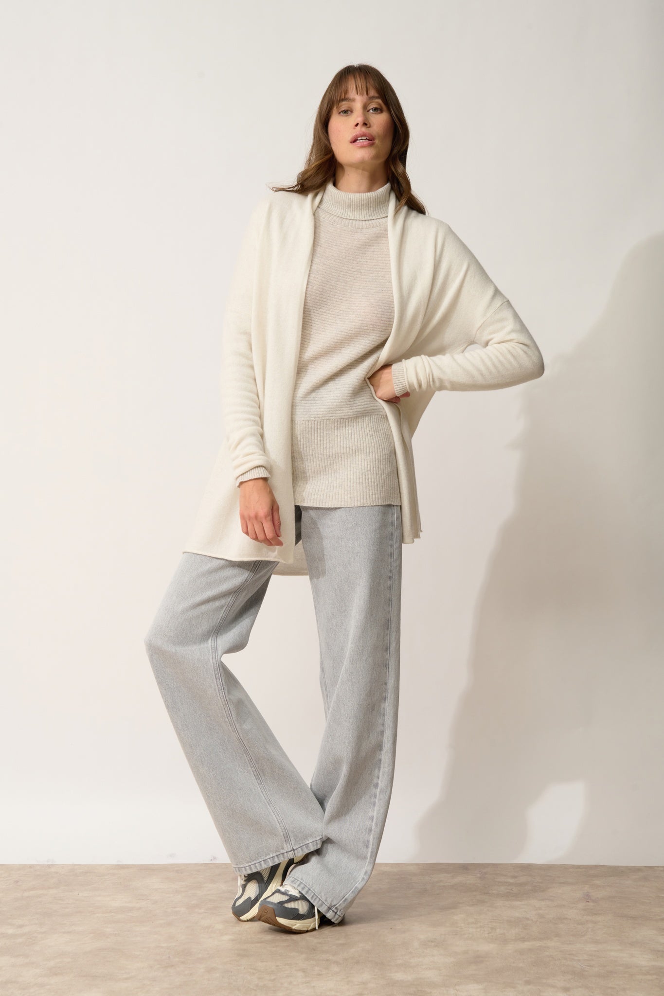 MADDIE ivory shawl-collar cardigan