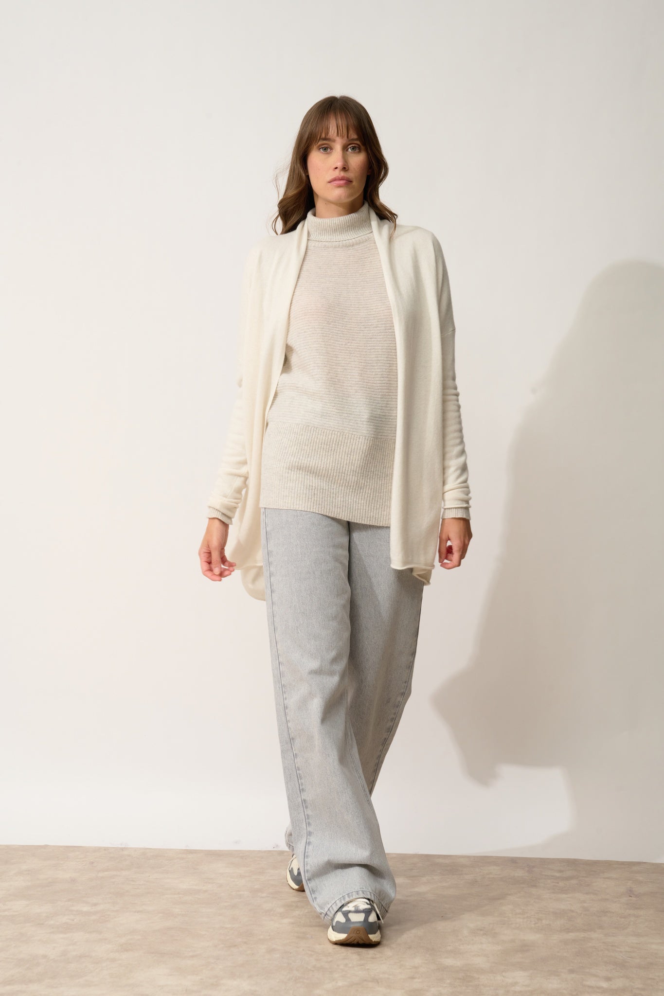 MADDIE gilet col châle ivoire