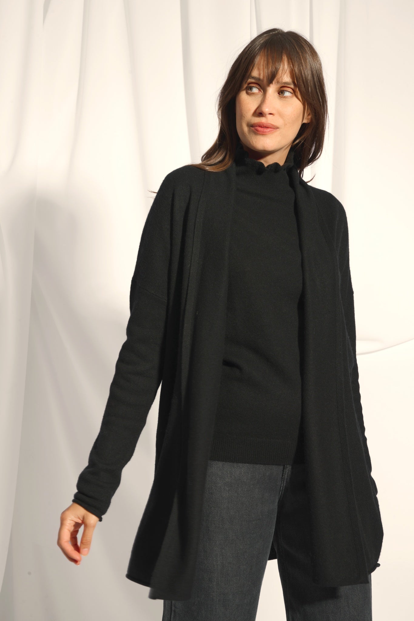 MADDIE gilet col châle noir