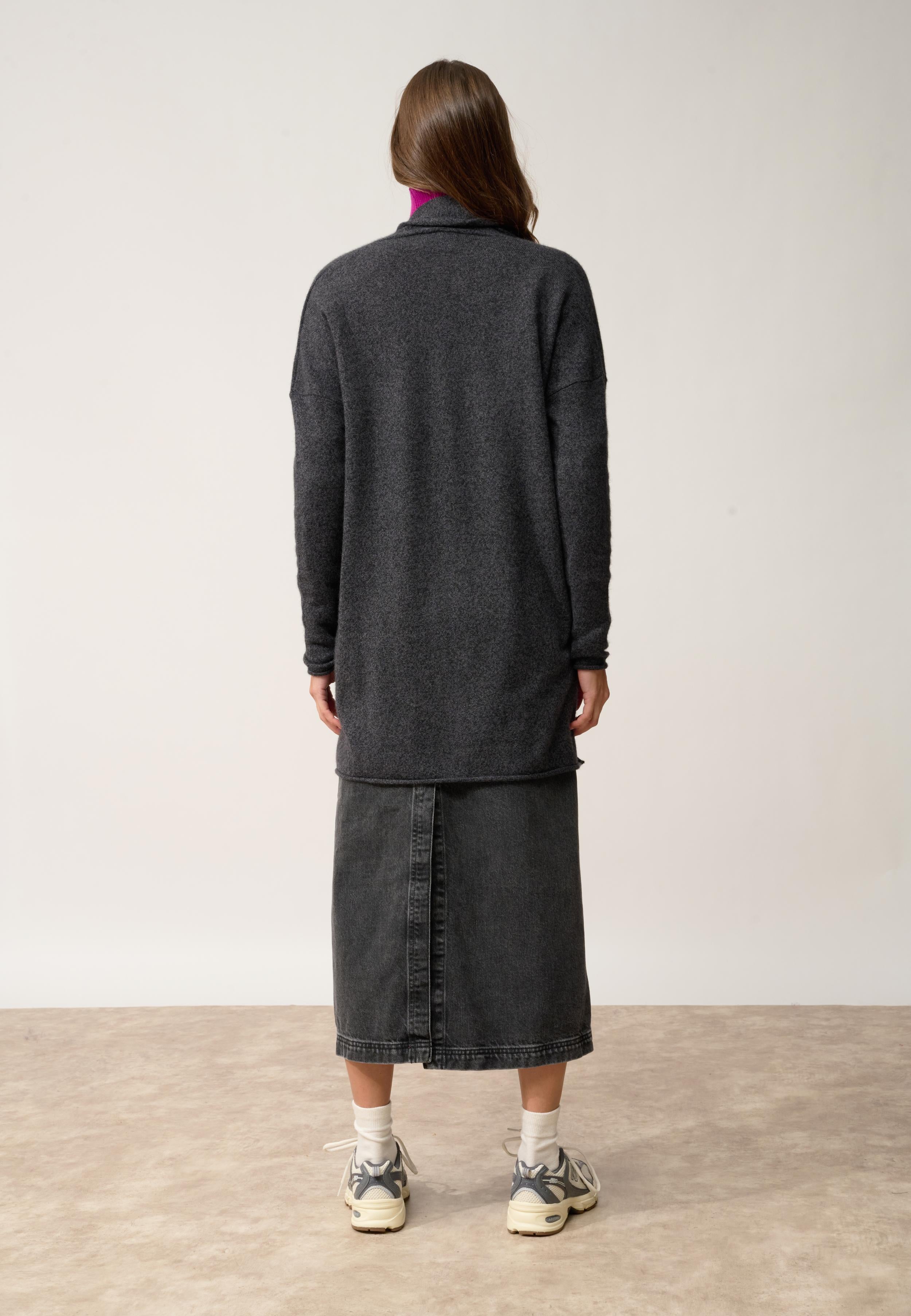 MADDIE shawl-collar cardigan black mottled