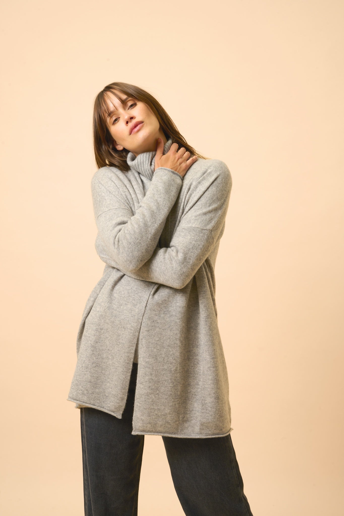 MADDIE shawl-collared cardigan nuage chiné