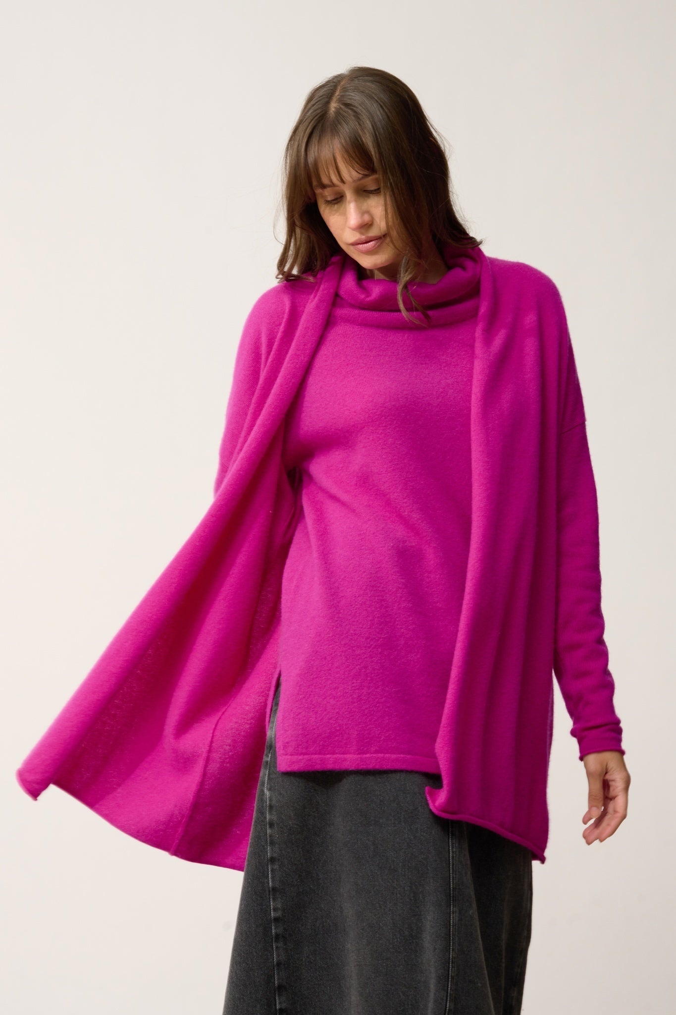 MADDIE shawl-collared cardigan in violet