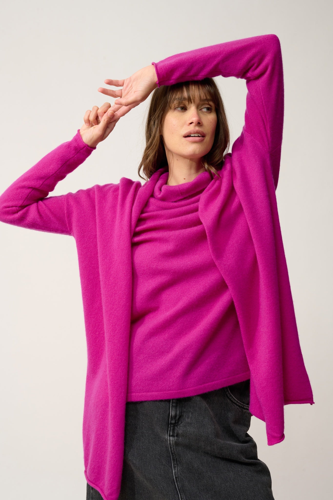 MADDIE gilet col châle violine