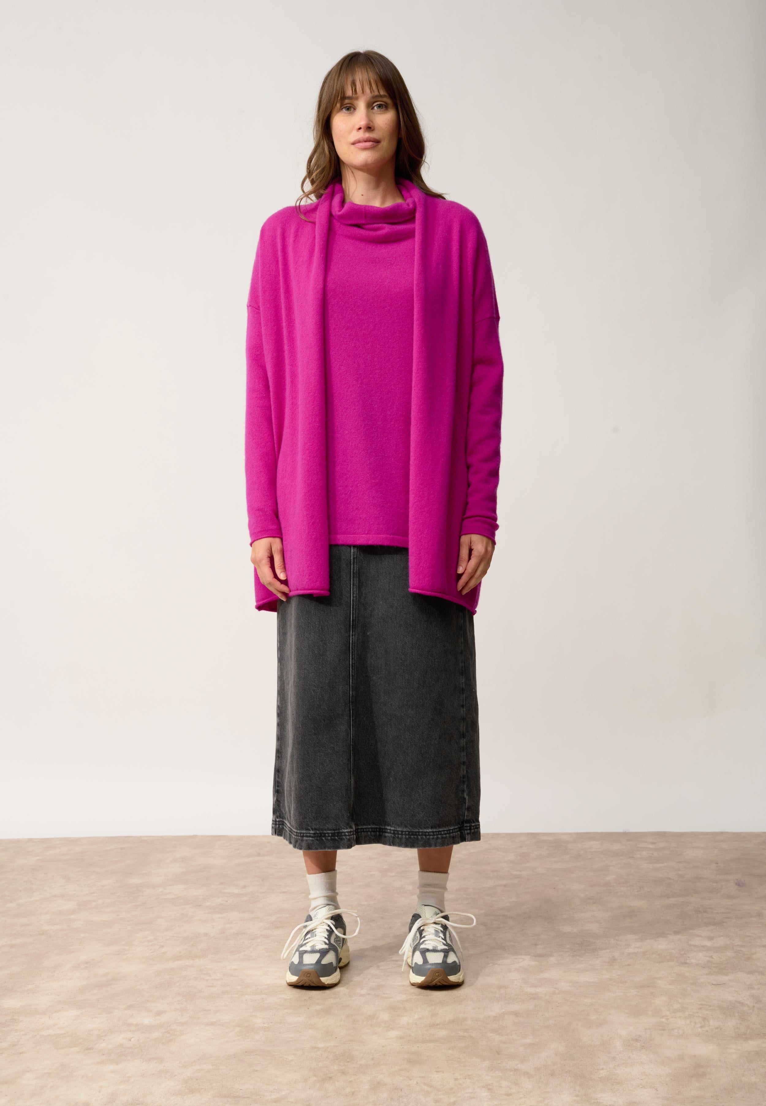 MADDIE shawl-collared cardigan in violet