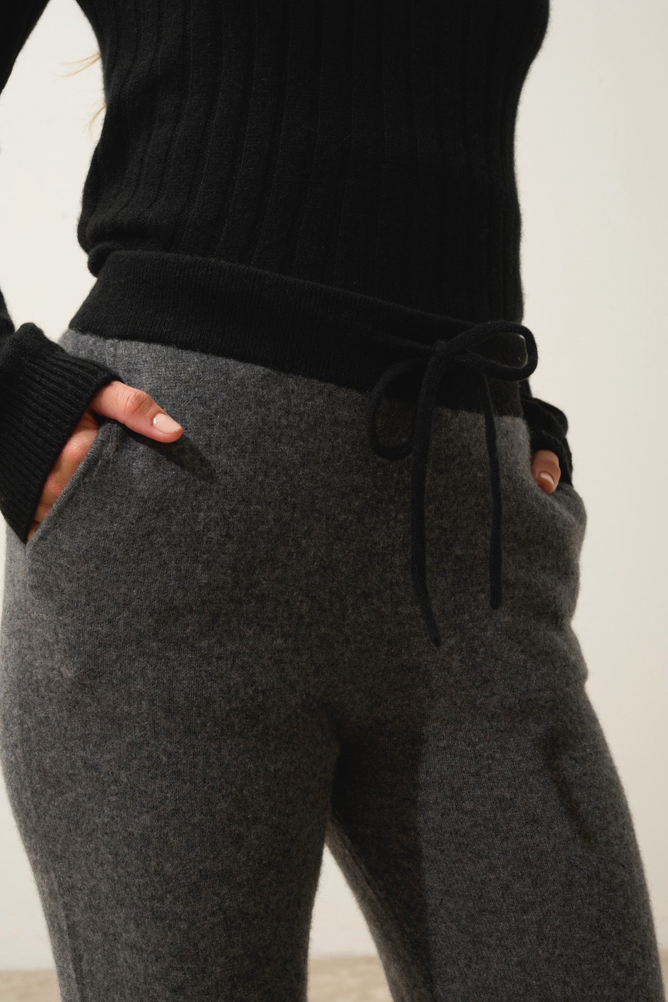 marceline jogging bi-color anthracite chiné/noir 100% cachemire