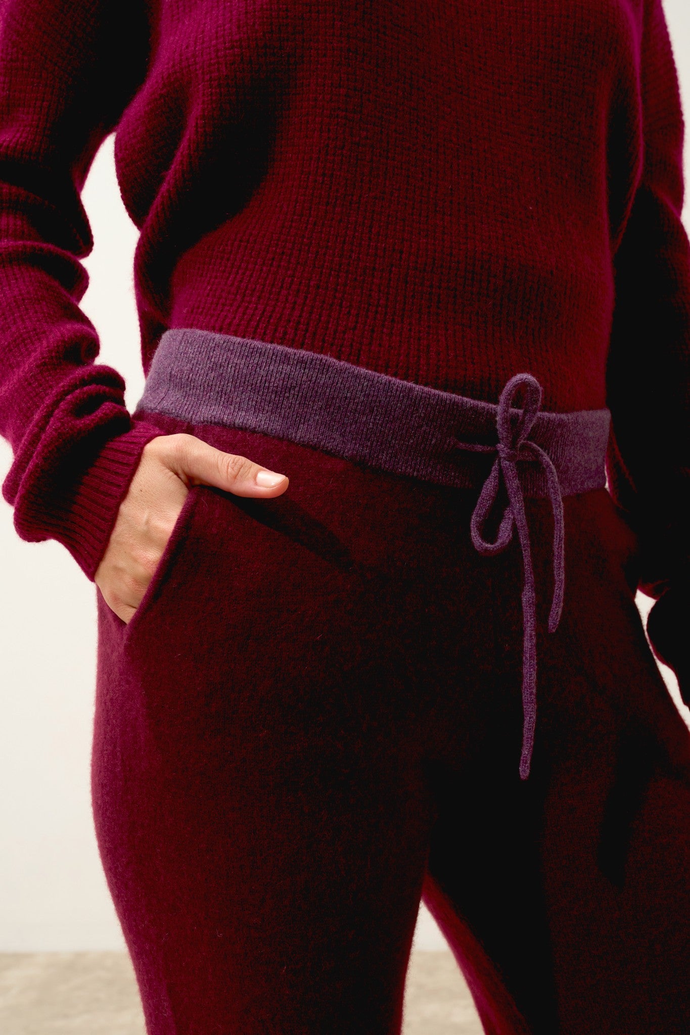 marceline jogging bi-color mûre/violet chiné 100% cachemire