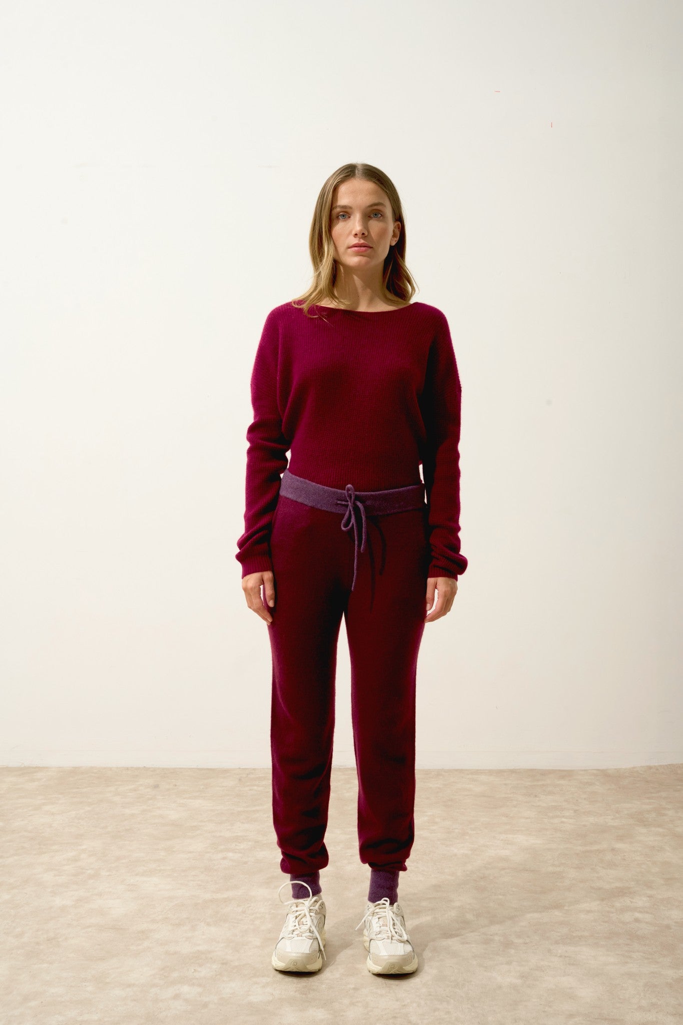 marceline jogging bi-color mûre/violet chiné 100% cachemire