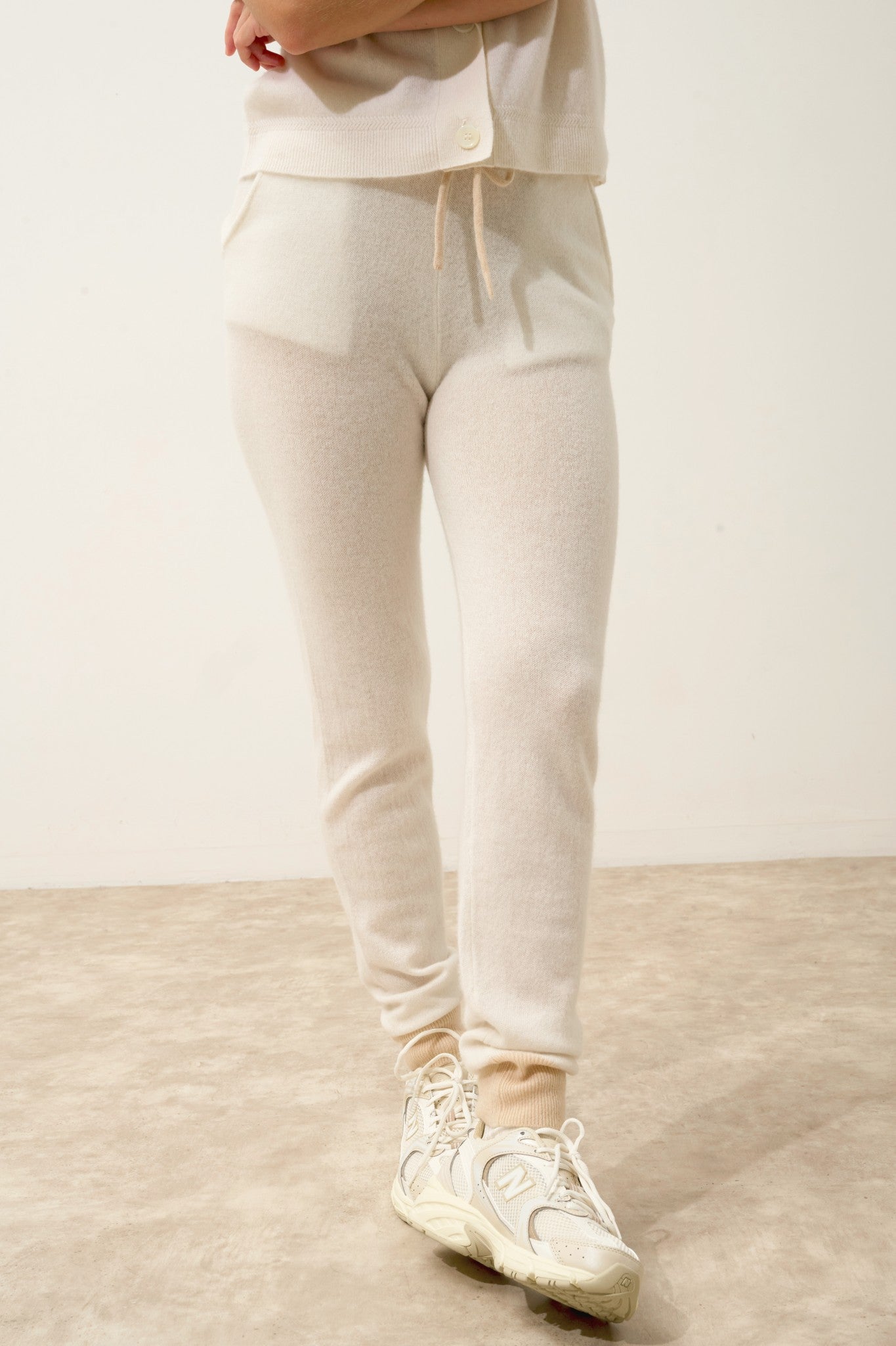 marceline jogging bi-color sable/ivoire 100% cachemire
