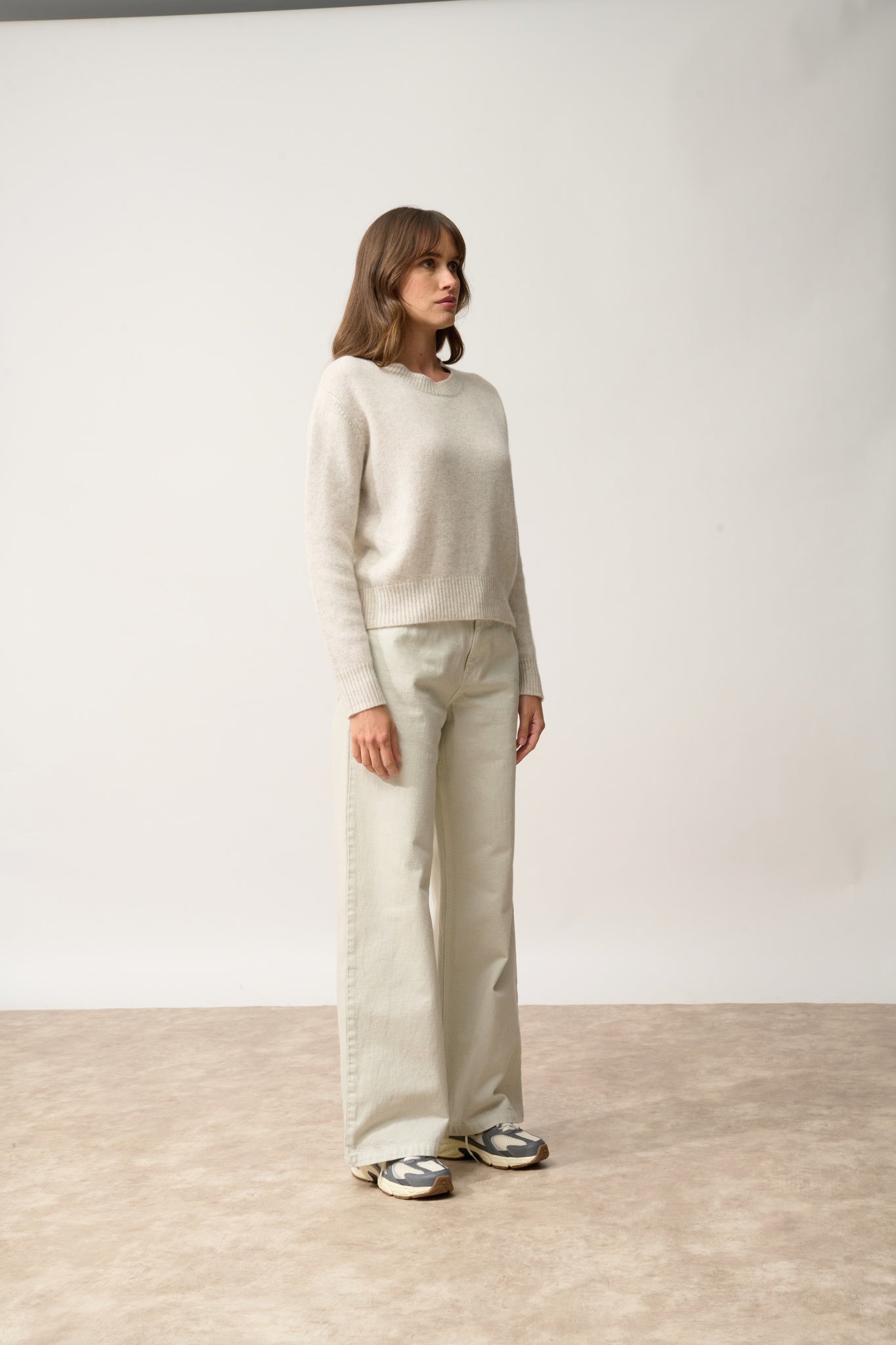 MARGAUX pull col rond gris perle chiné