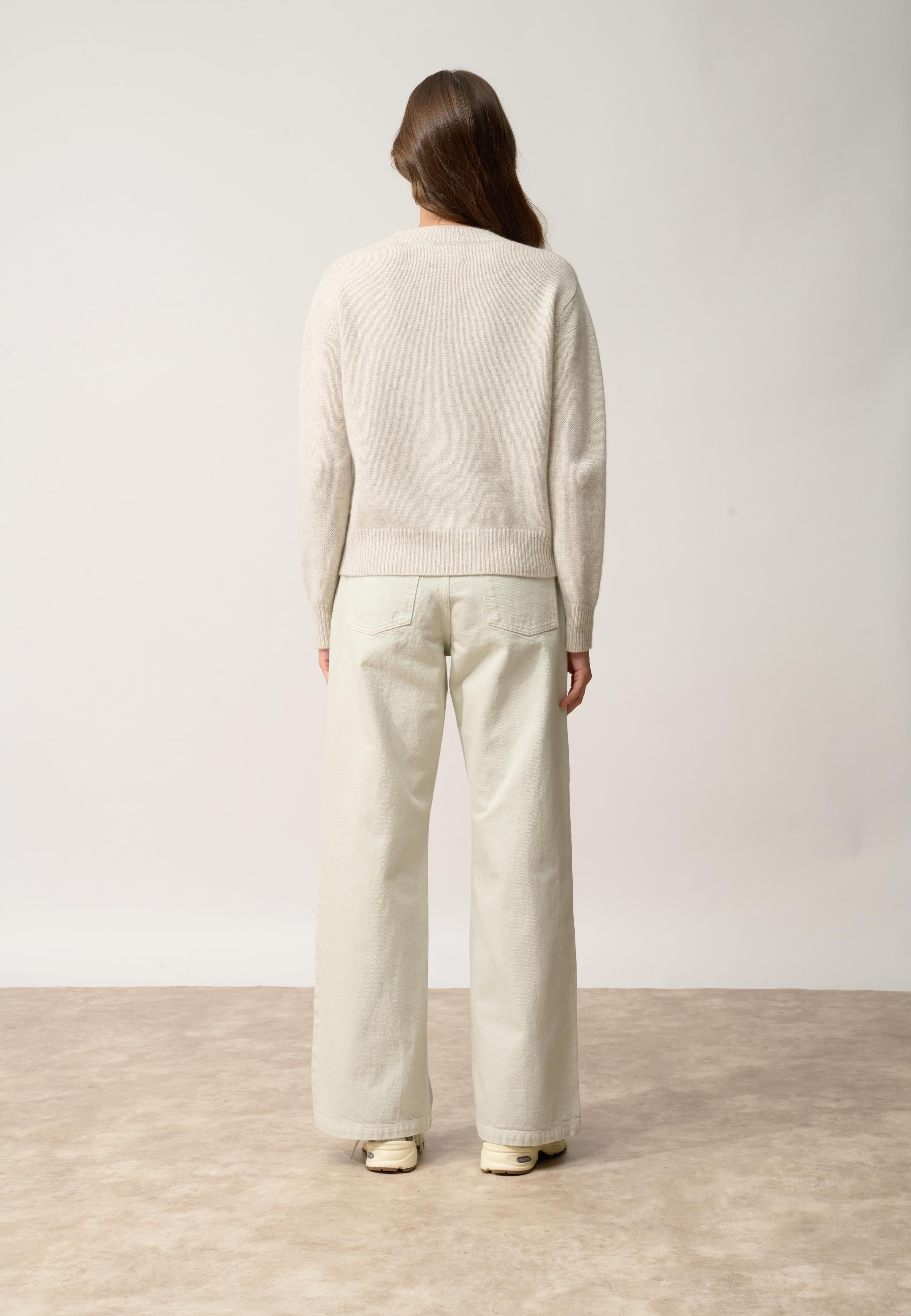 MARGAUX pull col rond gris perle chiné