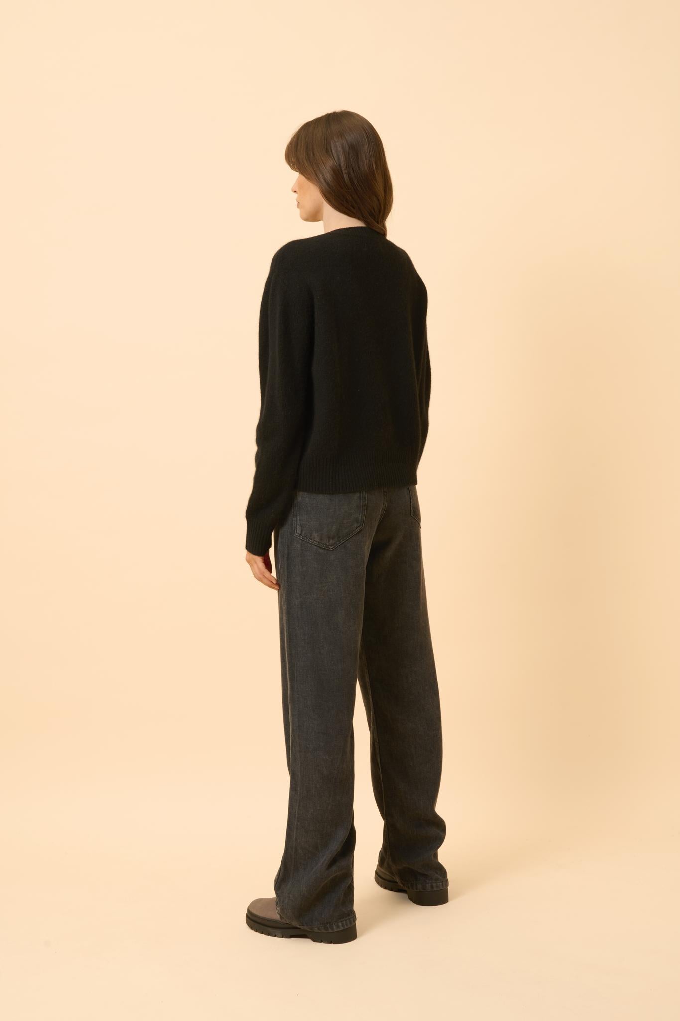 MARGAUX pull col rond noir
