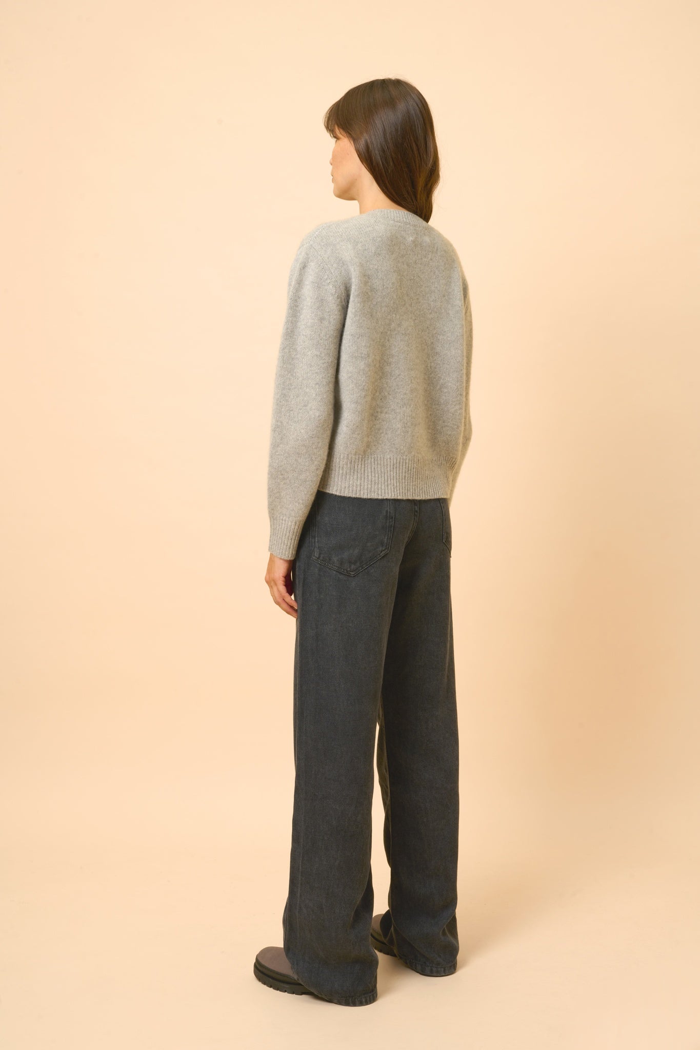 MARGAUX round neck sweater in heathered cloud