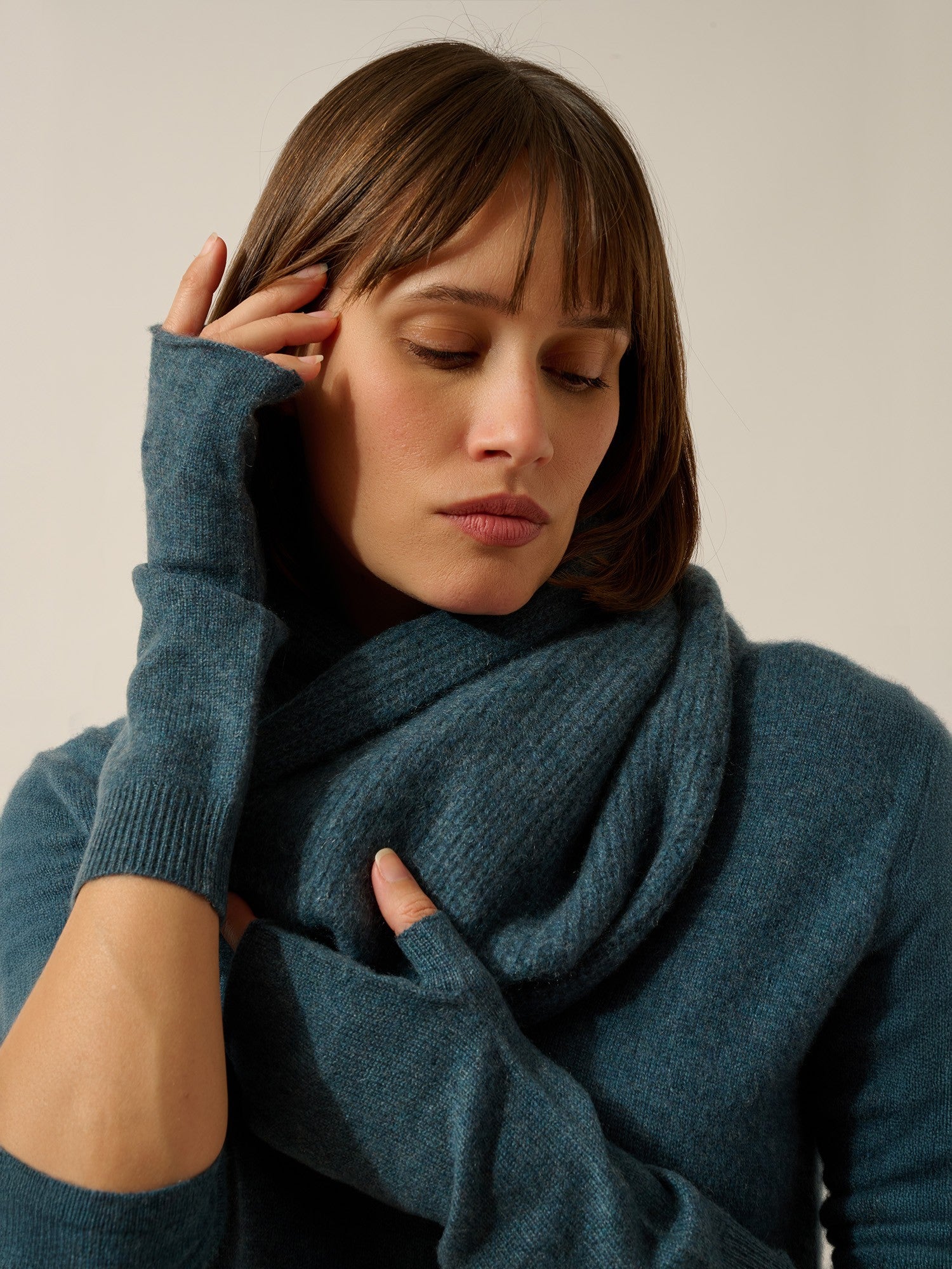 marina tour de cou 4 fils vert canard chiné