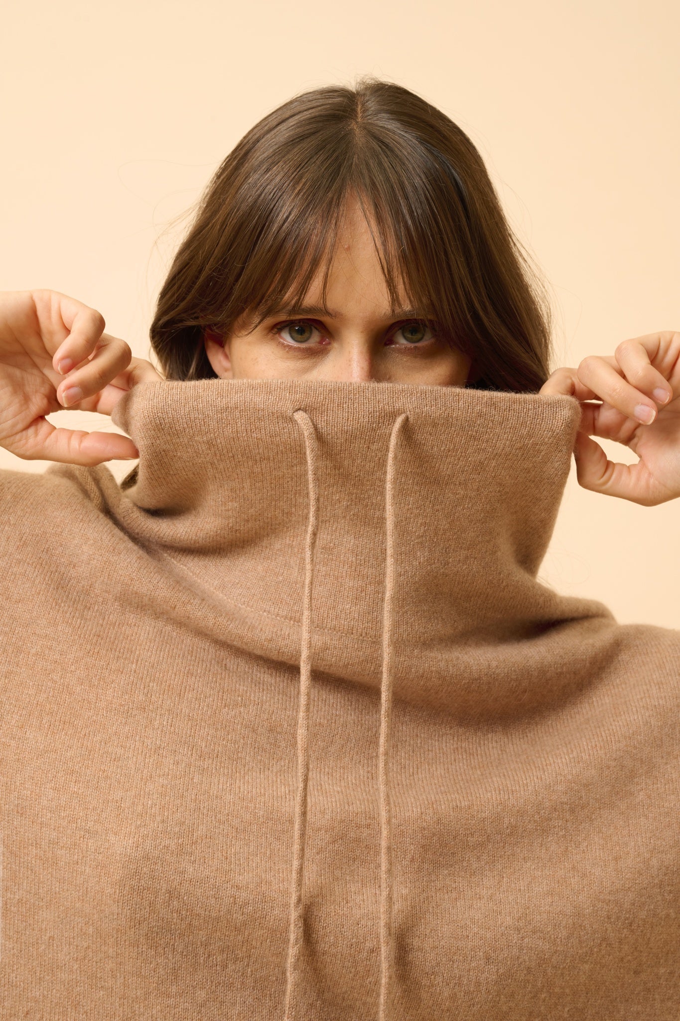 MELROSE pull col montant camel chiné