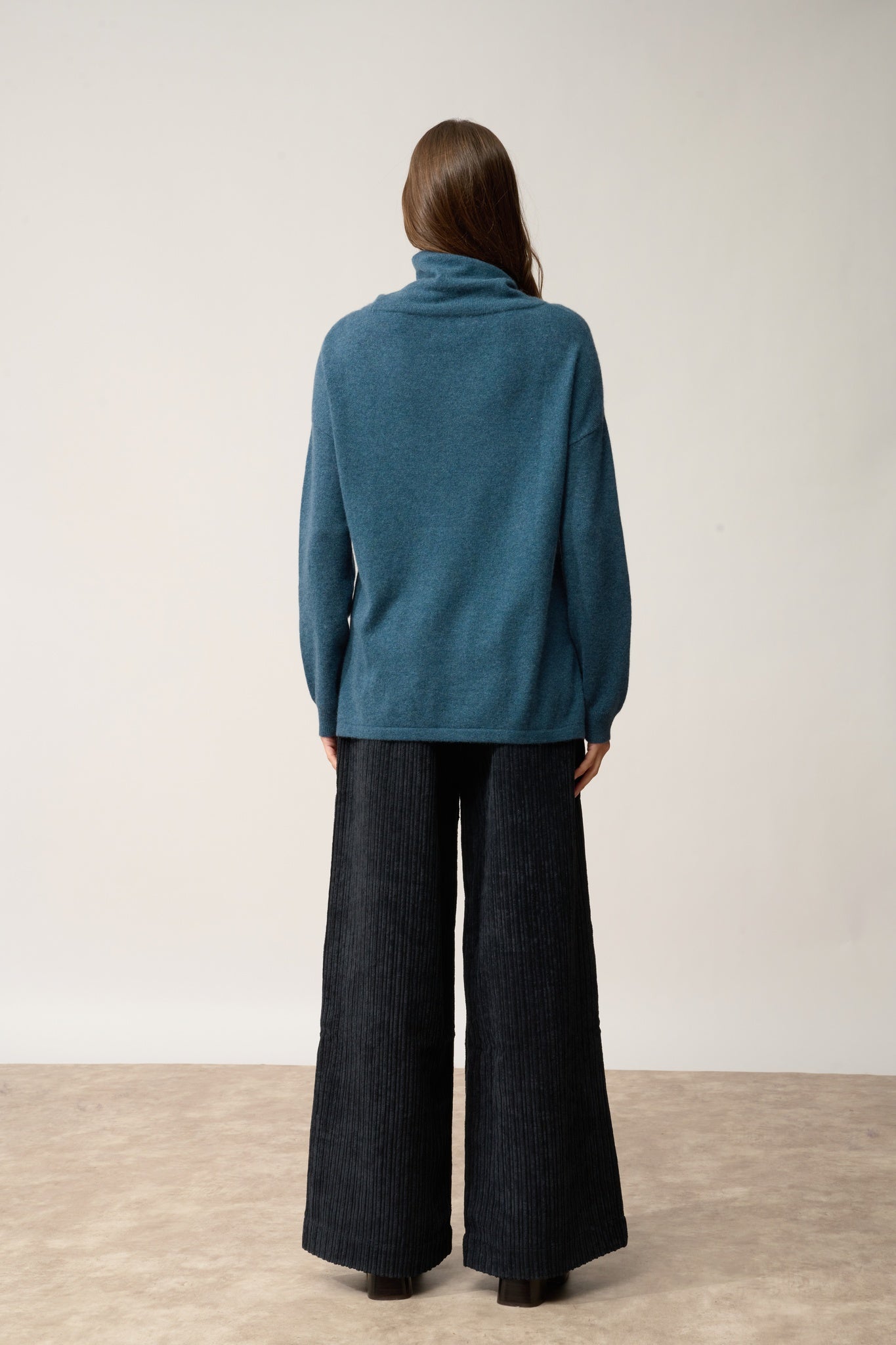 MELROSE pull col montant vert canard chiné