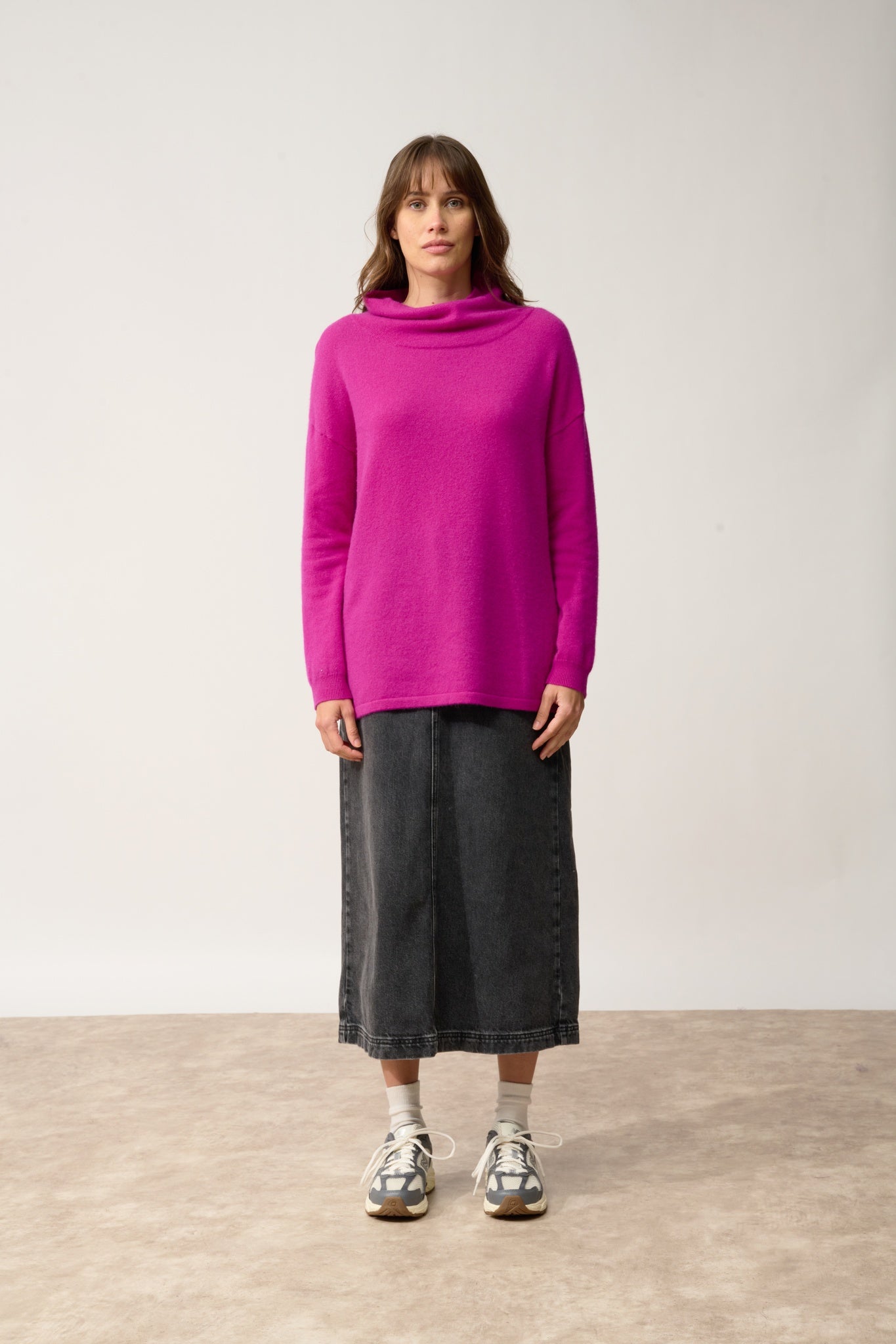 MELROSE pull col montant violine