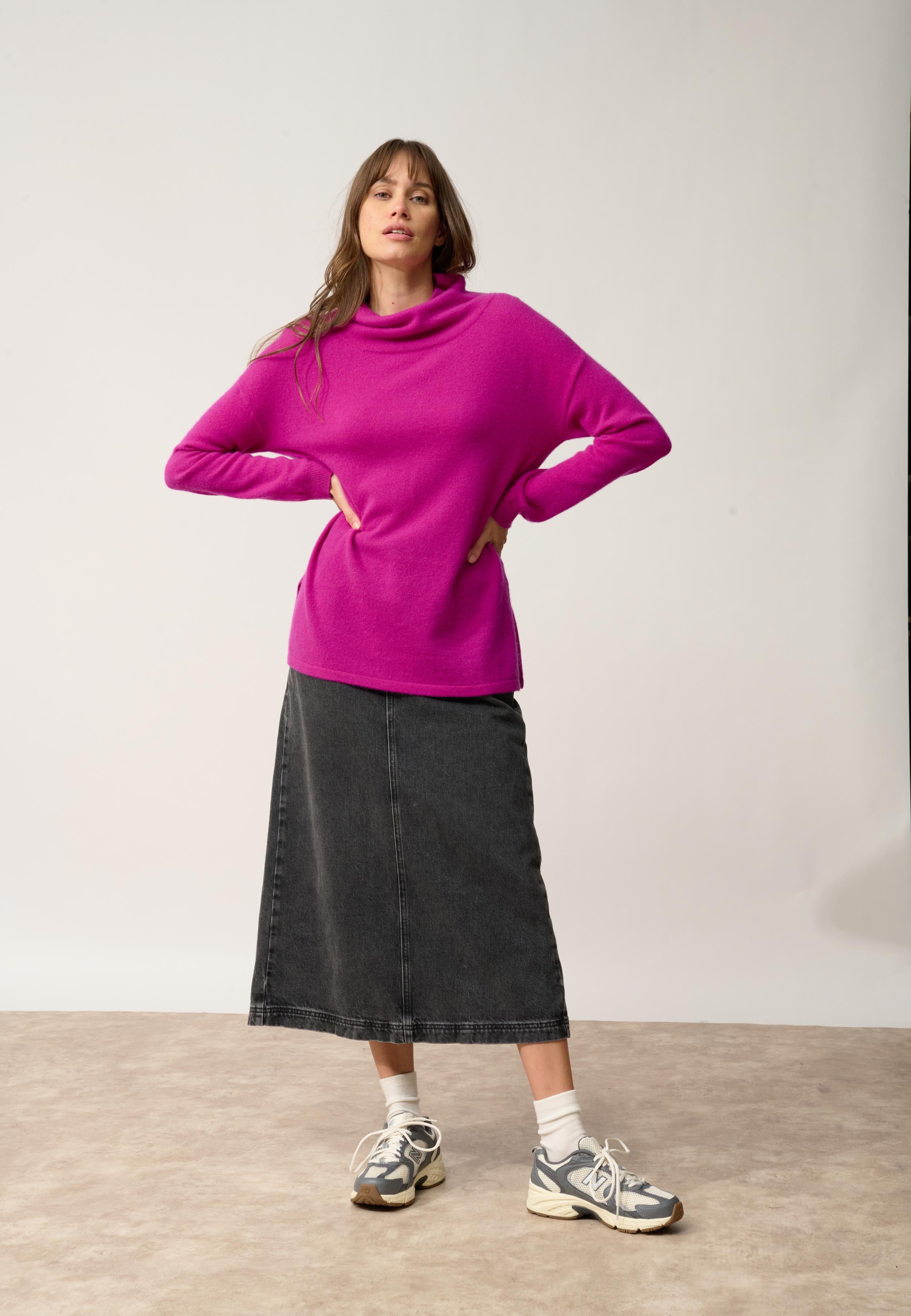 MELROSE pull col montant violine
