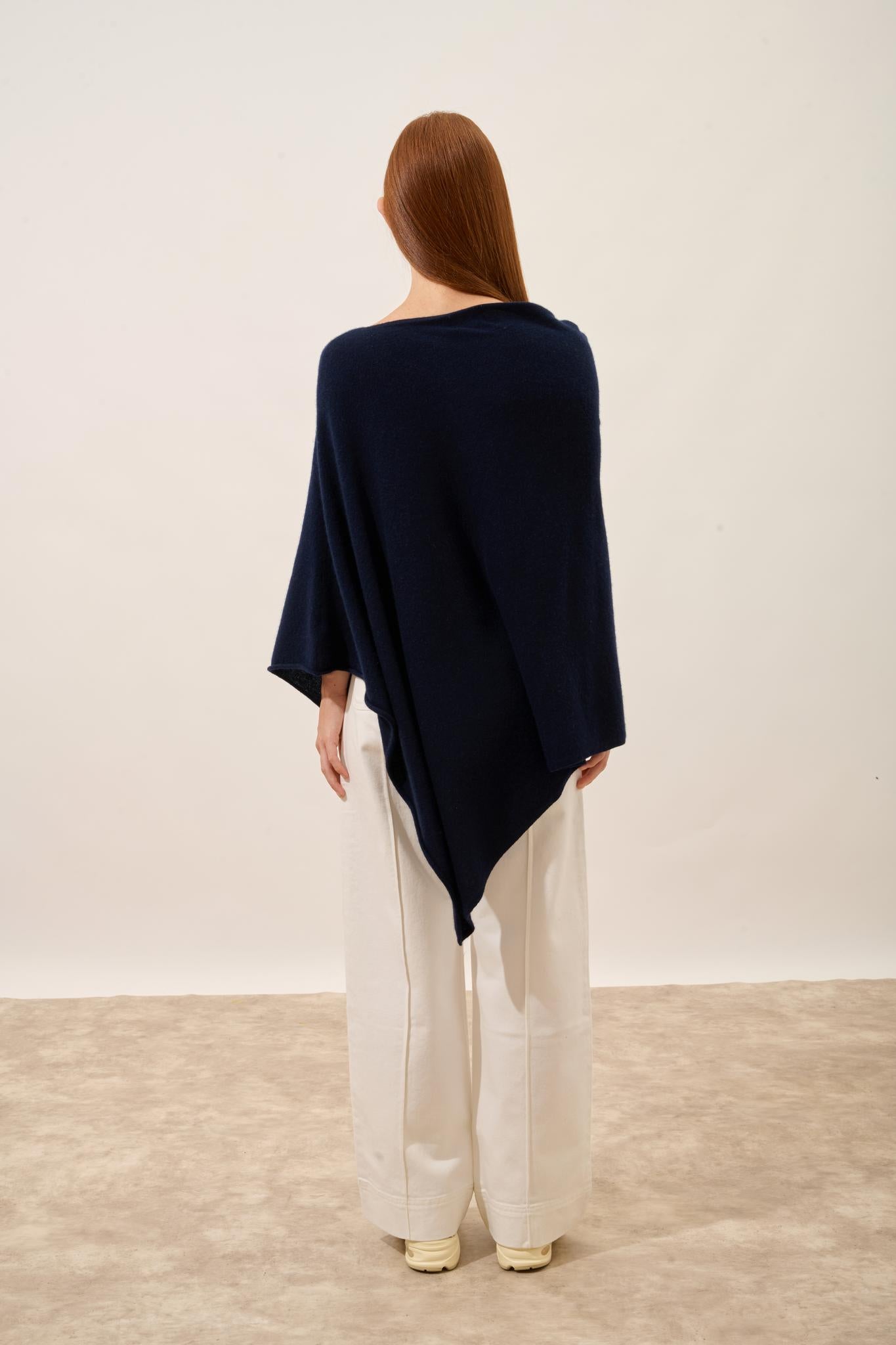MEREDITH poncho col bateau navy