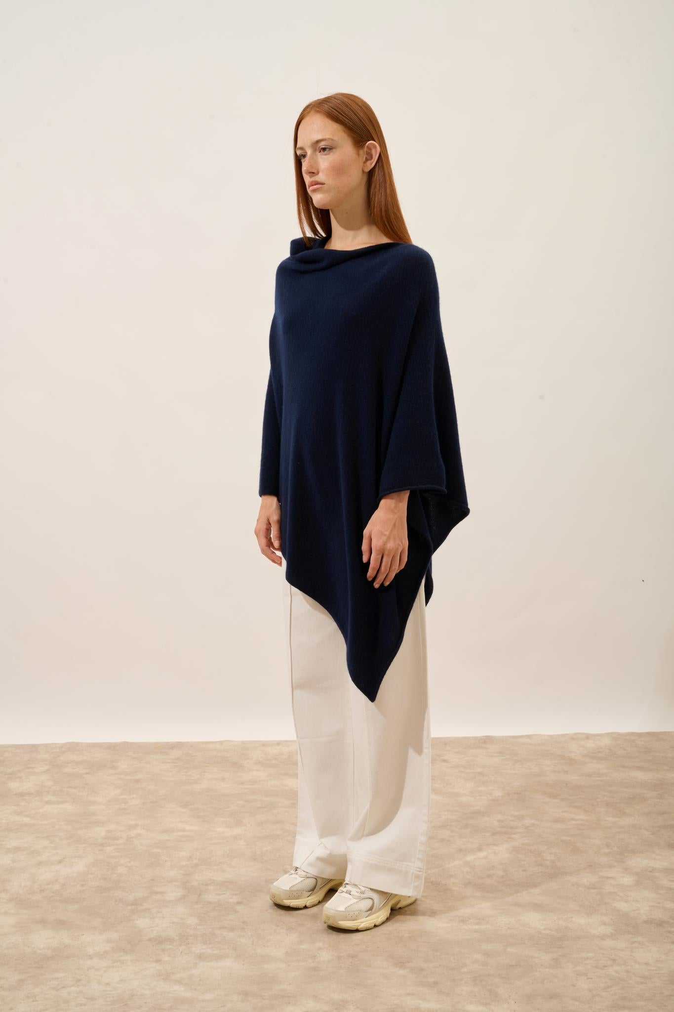 MEREDITH poncho col bateau navy