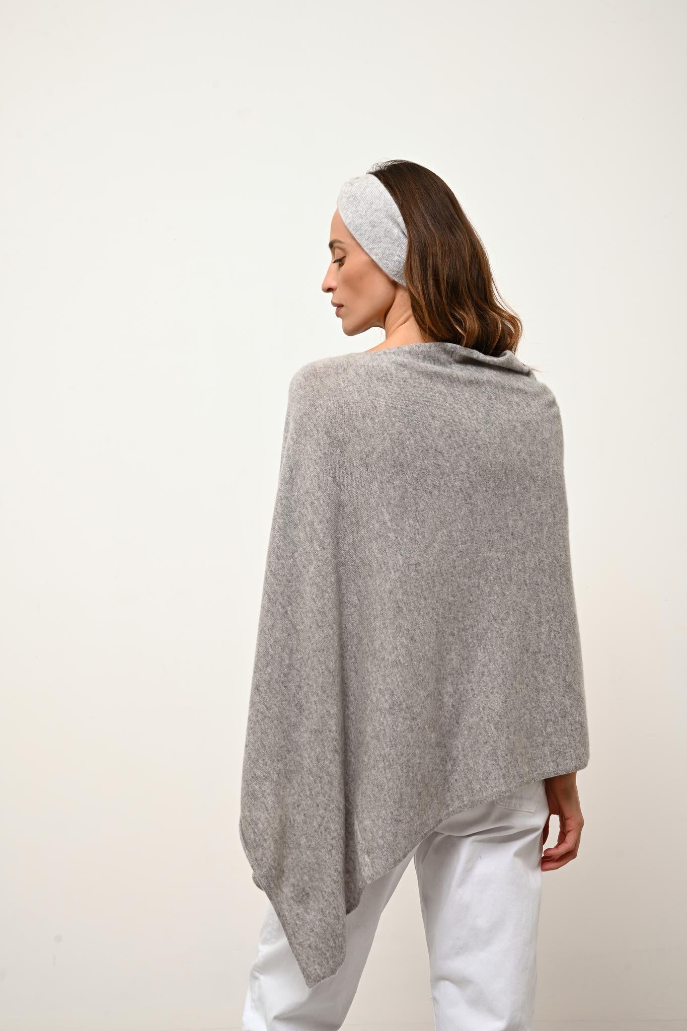 MEREDITH poncho col bateau nuage chiné