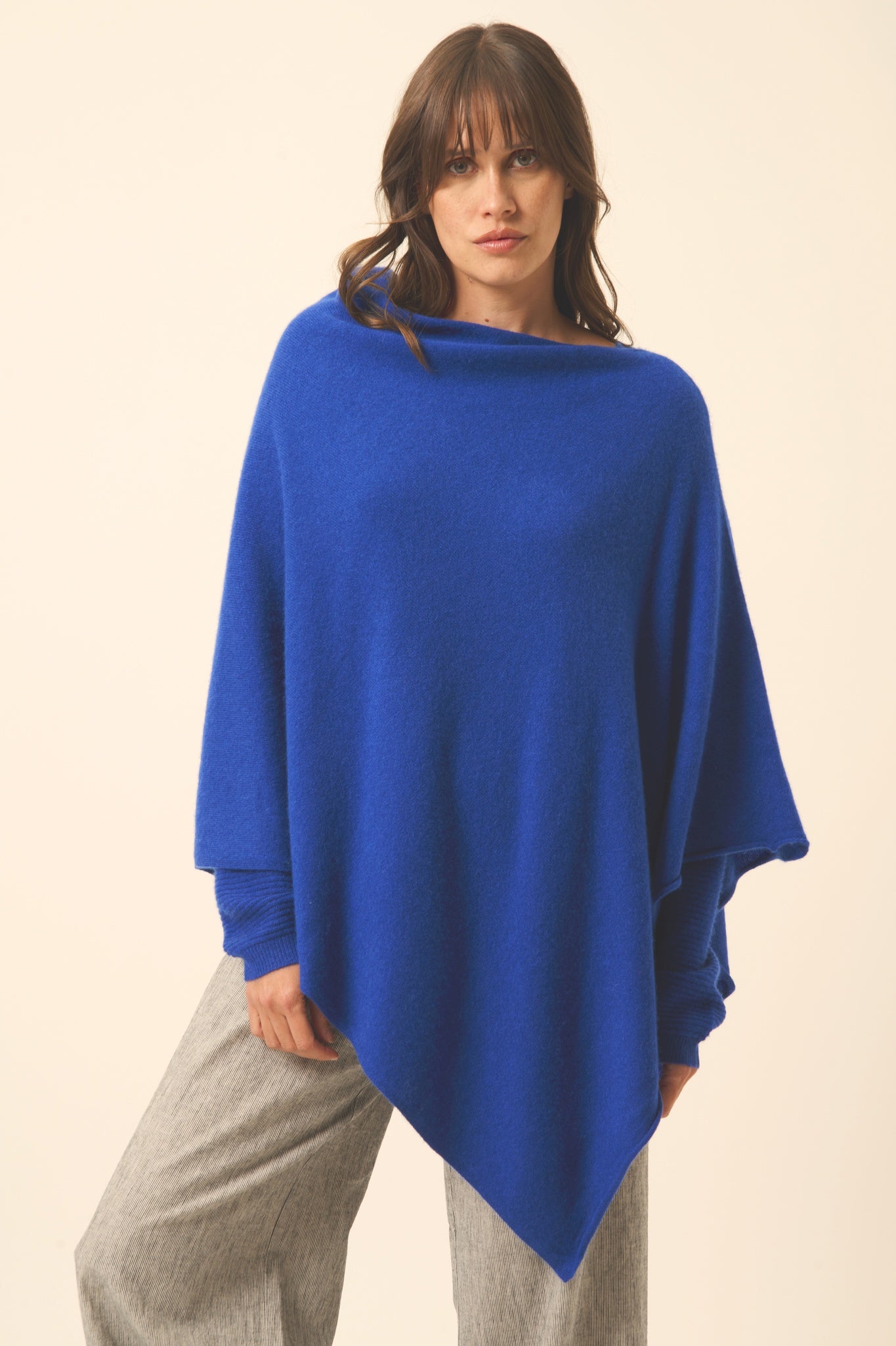 MEREDITH boat-neck poncho ultramarine