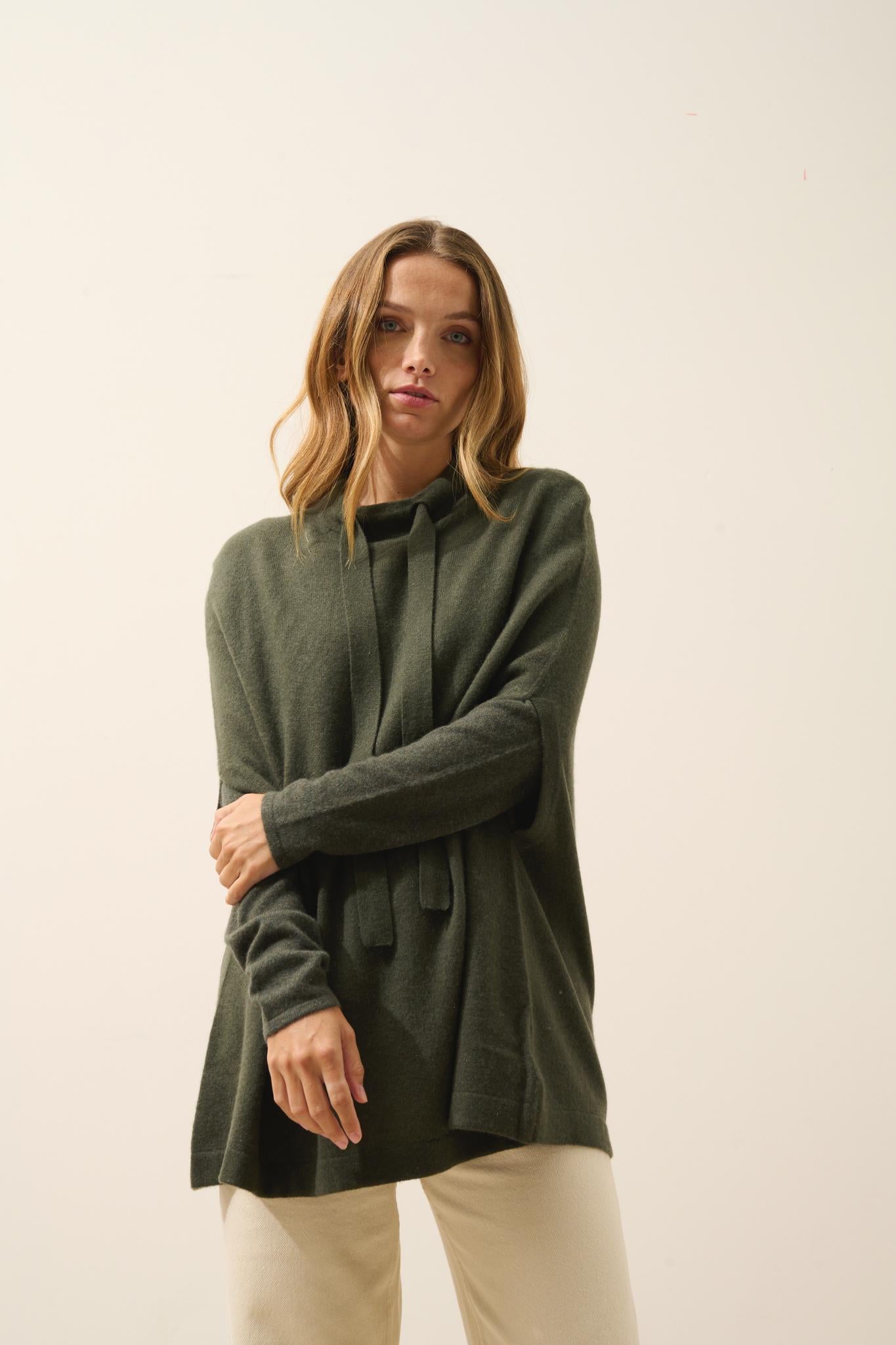 MIAMAR khaki round-neck cape