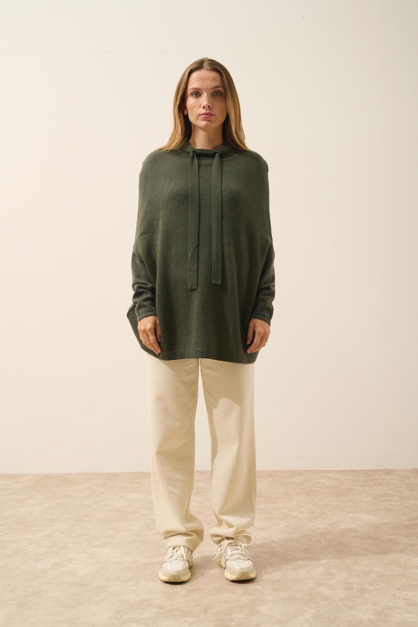 MIAMAR khaki round-neck cape